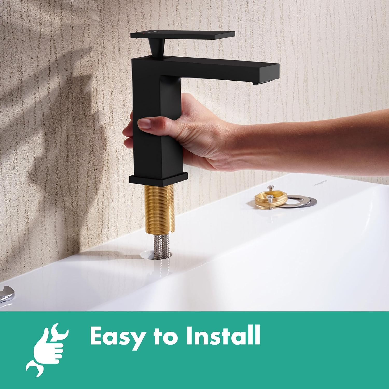 hansgrohe Tecturis E -Handle -Hole 5-inch Tall Bathroom Sink Faucet in Matte Black, 73002671