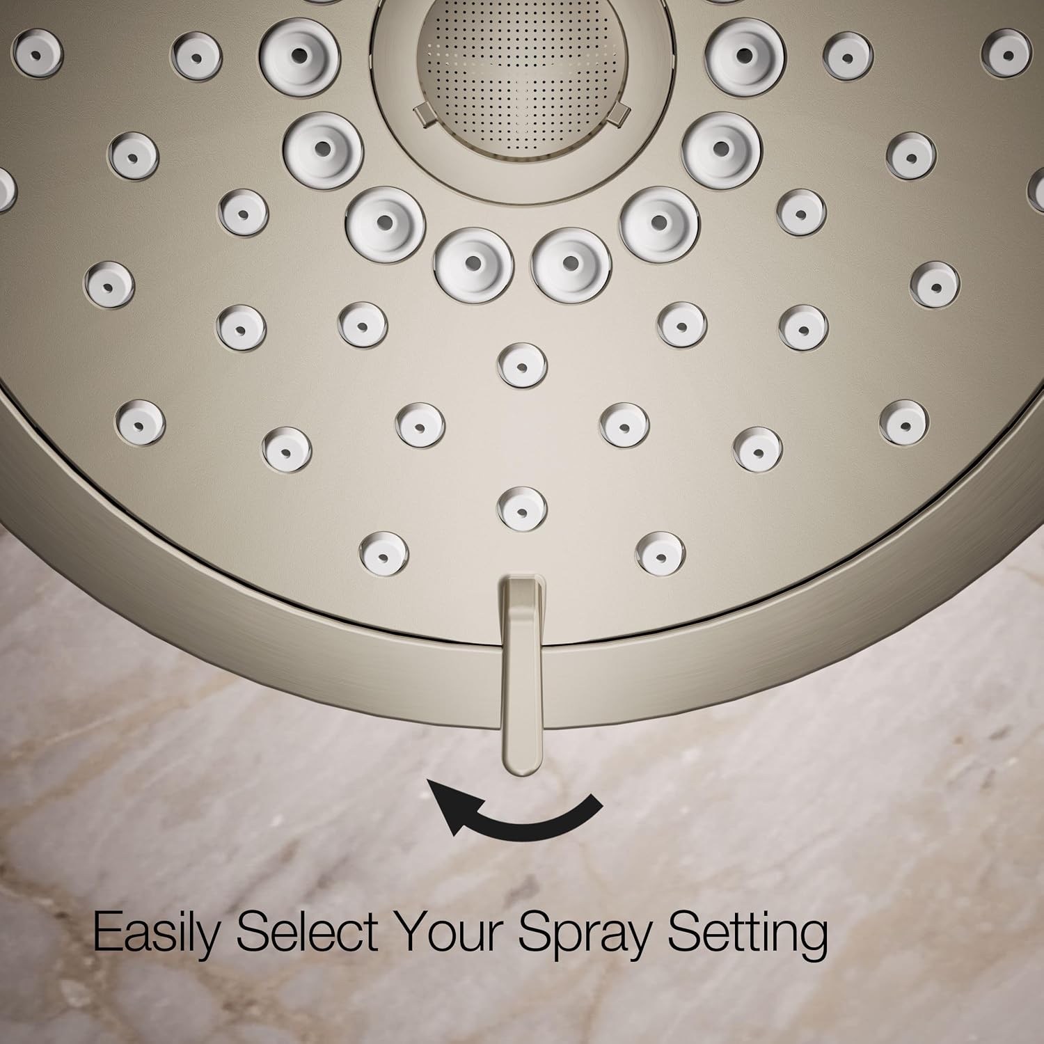 KOHLER 22169-G-BN Forté® Three-function showerhead, 1.75 GPM, Corrosion Resistant, Full Coverage, Pulsating Massage, Silk Spray, Vibrant Brushed Nickel