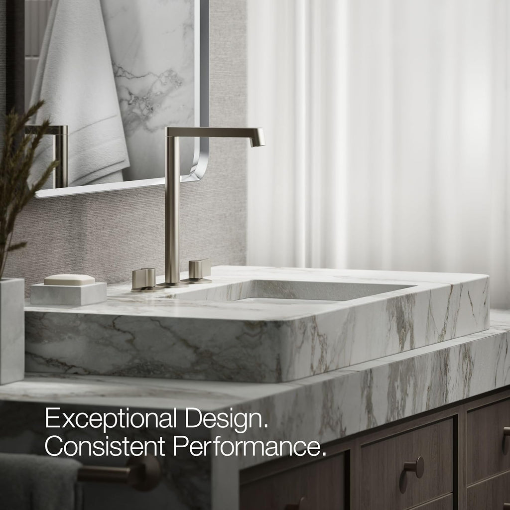 KOHLER K-23887-BN Components® Bathroom Sink Faucet Spout, Row Design, 1.2 GPM, Premium Durable Metal, Corrosion Resistant, Vibrant Brushed Nickel