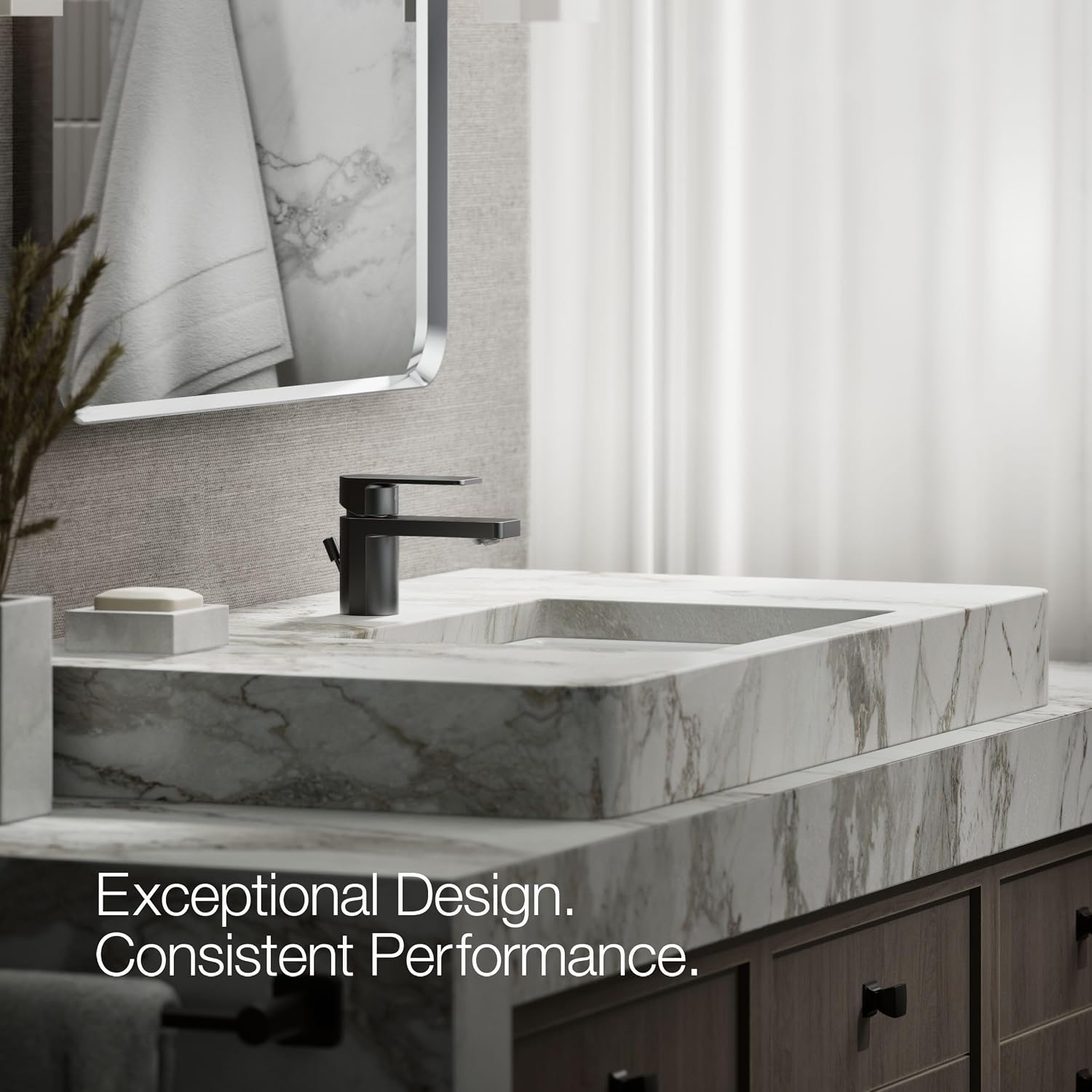 Kohler 24804-4-BL Parallel® Low Single-Handle Bathroom Sink Faucet, 1.2 gpm, Matte Black