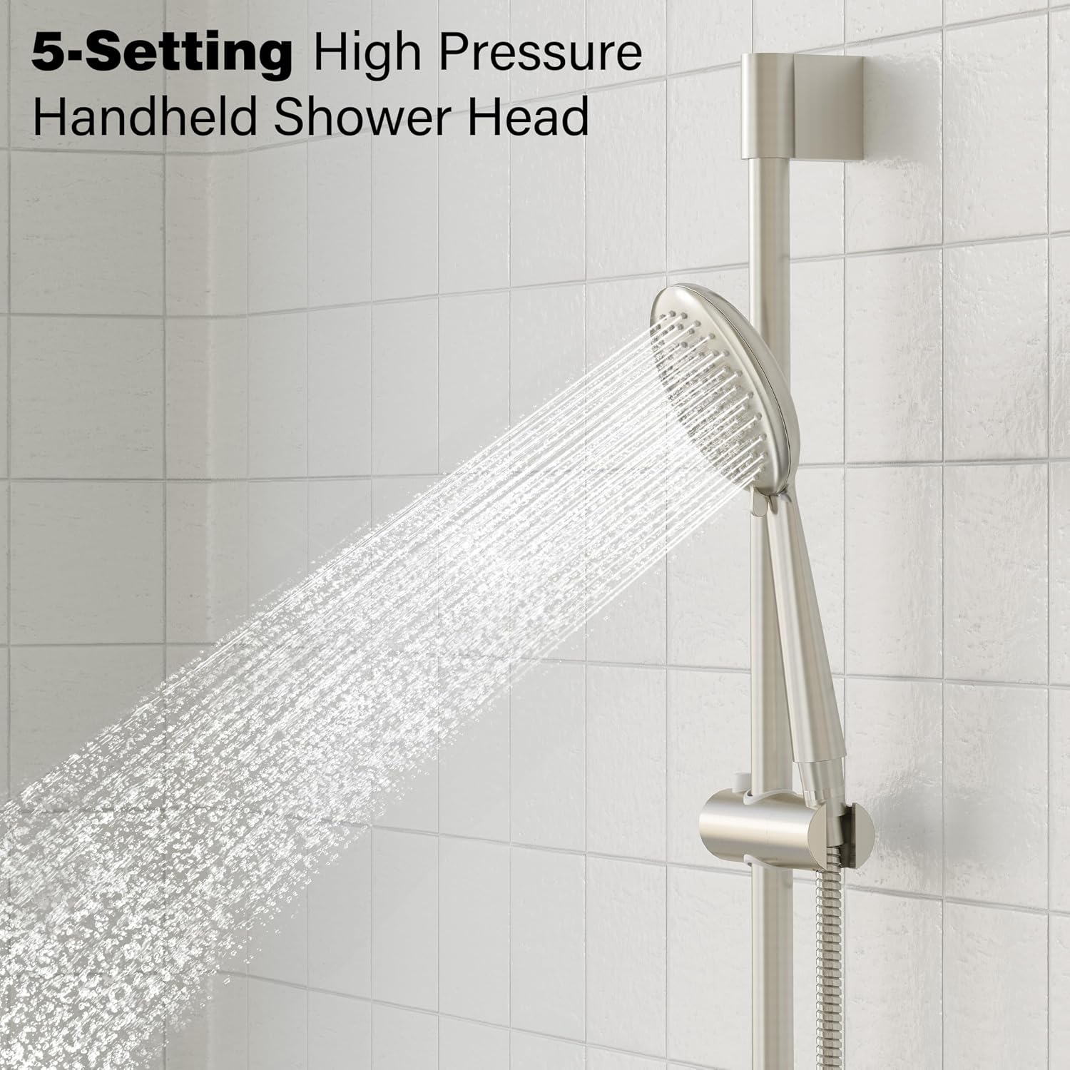 Gabrylly Shower System, Slide Bar Shower Faucet Set with High Pressure 10' Rain Shower Head and 5-Setting Handheld Spray, 2-Way Shower Valve Kit, Brushed Nickel