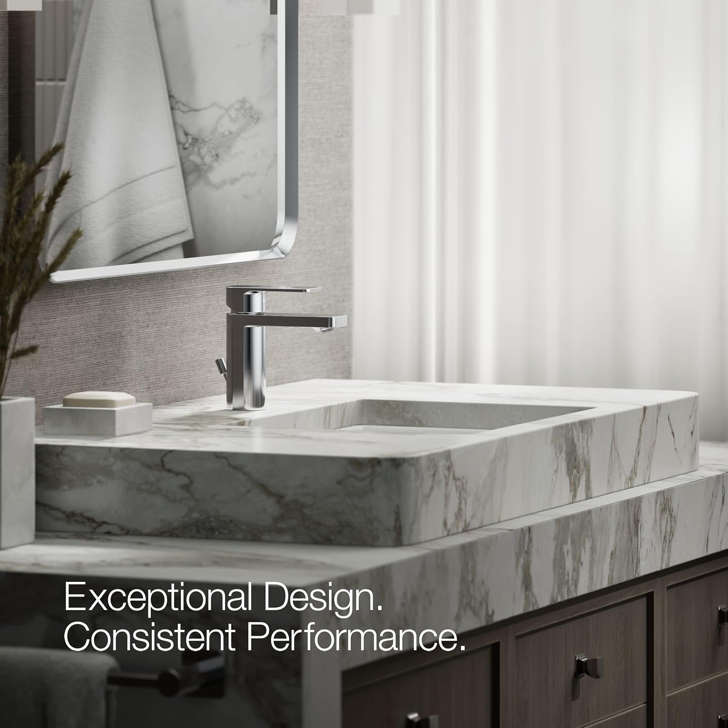 Kohler 23472-4K-CP Parallel Single-Handle 1.0 GPM Bathroom Sink Faucet, Polished Chrome