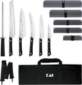 Kai PRO 7 Piece Culinary Knife Set, Includes 8' Chef, 3.5' Paring, 6' Utility, 6.5' Boning & Fillet, 9' Bread Knives, Combination Honing Steel, 5 Blade Guards and Knife Roll