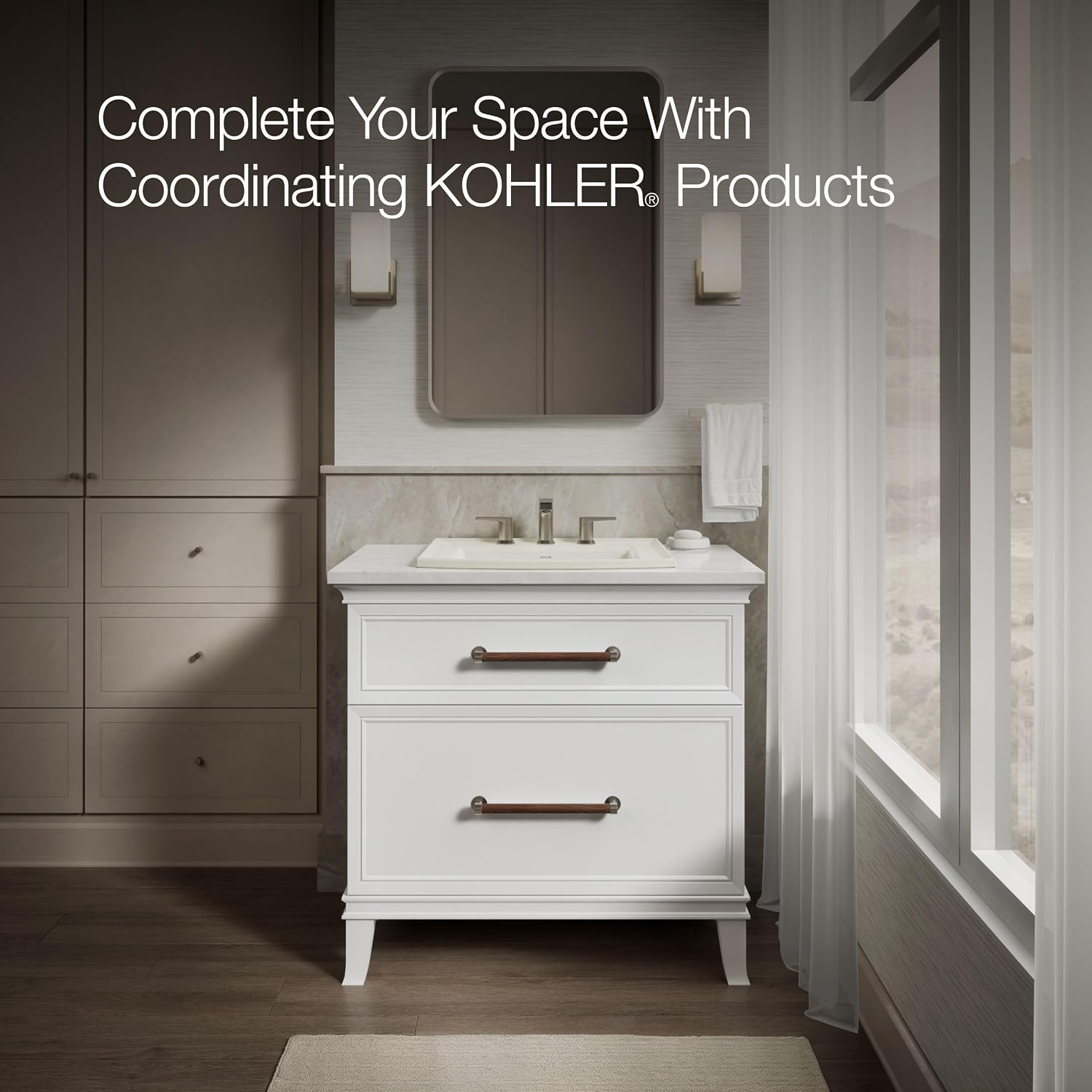 Kohler 2356-8-96 Archer® 22-3/4' rectangular drop-in bathroom sink, Biscuit