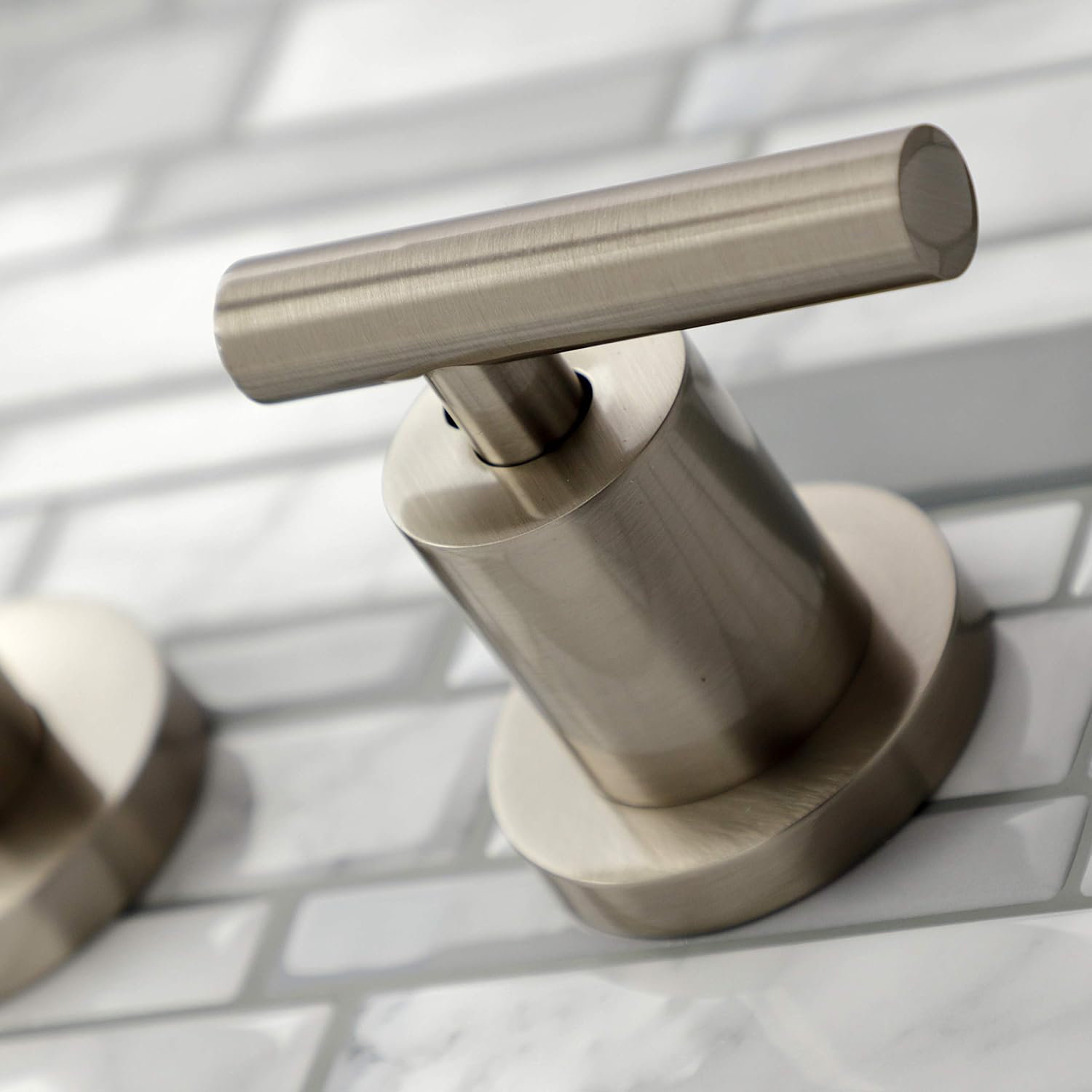 Kingston Brass KS8128CML Manhattan 2-Handle 8 in. Wall Mount Bathroom Faucet, Brushed Nickel