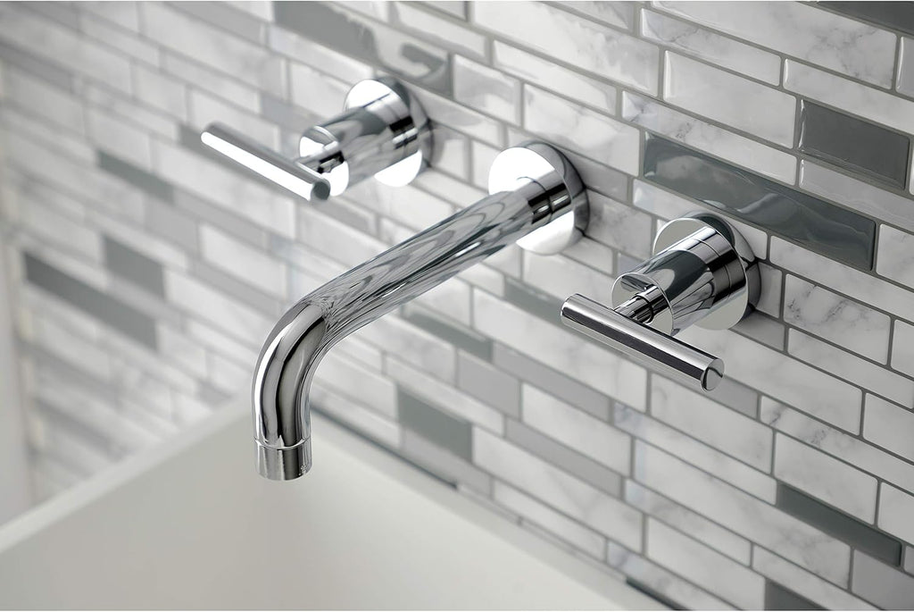 Kingston Brass KS8121CML Manhattan 2-Handle 8 in. Wall Mount Bathroom Faucet, Polished Chrome