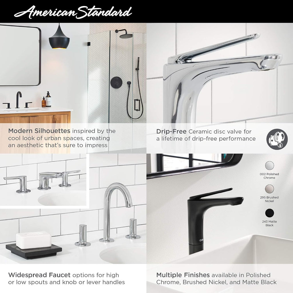 American Standard 7105857.002 Studio S Widespread Low-Spout Faucet with Lever Handles, Polished Chrome