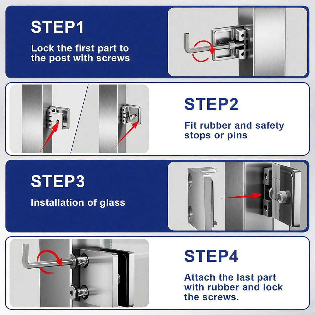 Glass Clamp - 40PCS,for 1/3 '-1/2 '（8mm-12mm） Tempered Glass, Stainless Steel 304 Flat Back Square Casting Polished for Indoor/Outdoor Balustrade, Stair Handrail (LIUCHONGYANG99)
