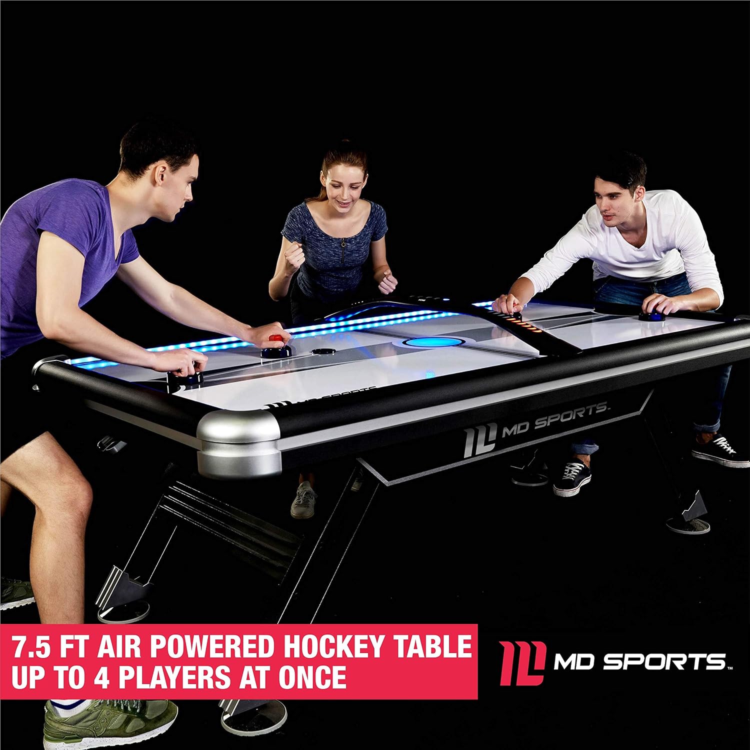 MD Sports Air Hockey Table with Arcade Electronic Scorer, Perfect for Family Game Rooms