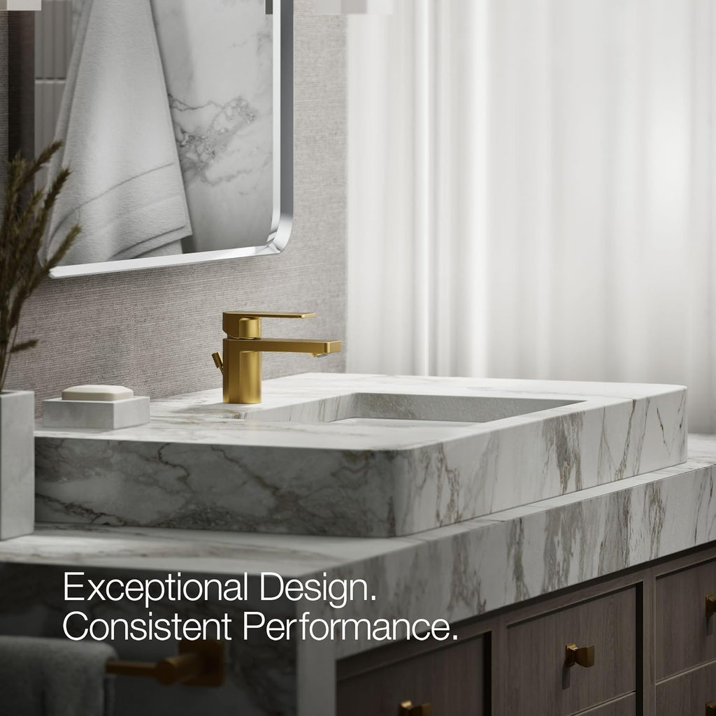 Kohler 24804-4-2MB Parallel® Low Single-Handle Bathroom Sink Faucet, 1.2 gpm, Vibrant Brushed Moderne Brass