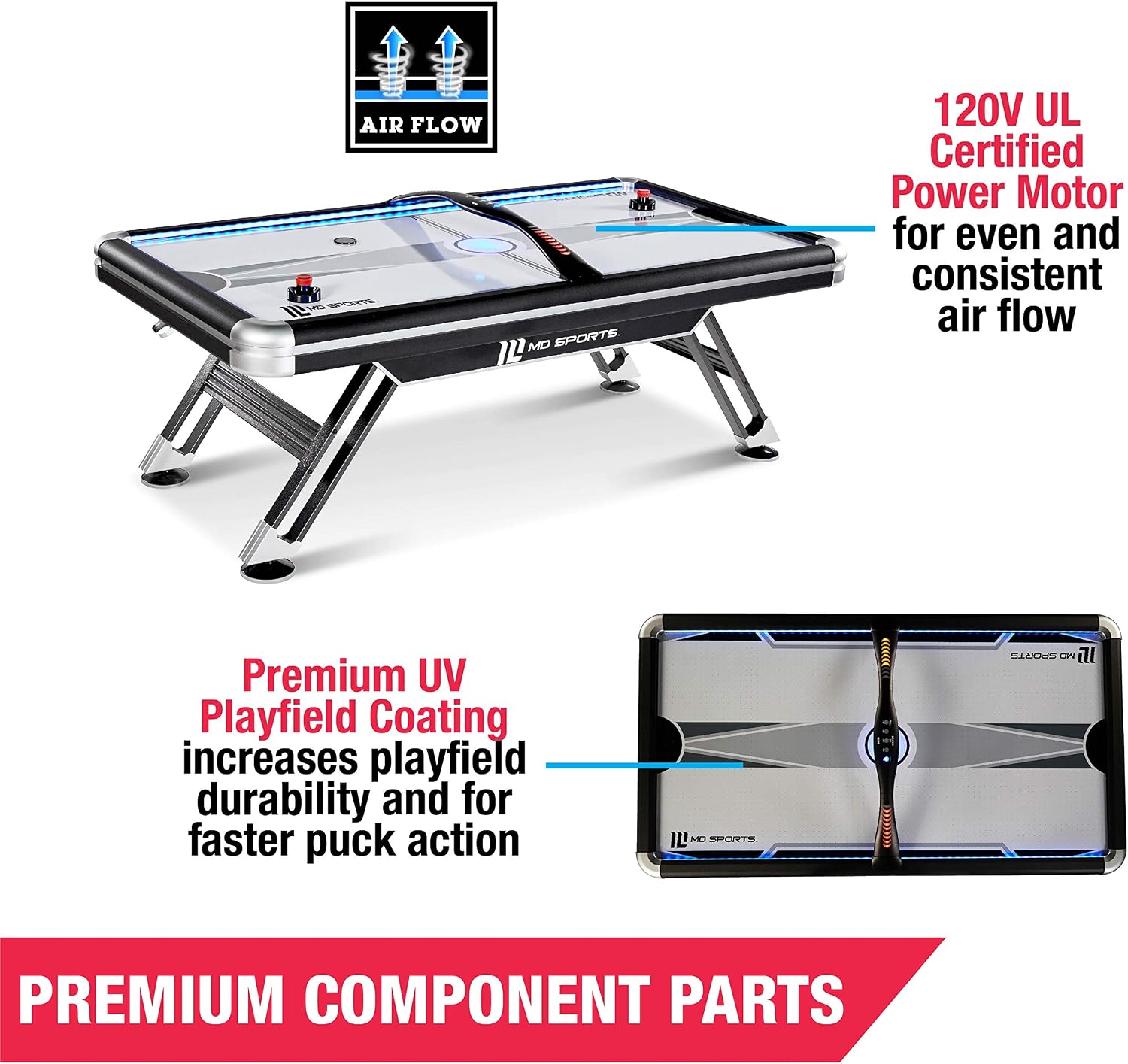 MD Sports Air Hockey Table with Arcade Electronic Scorer, Perfect for Family Game Rooms