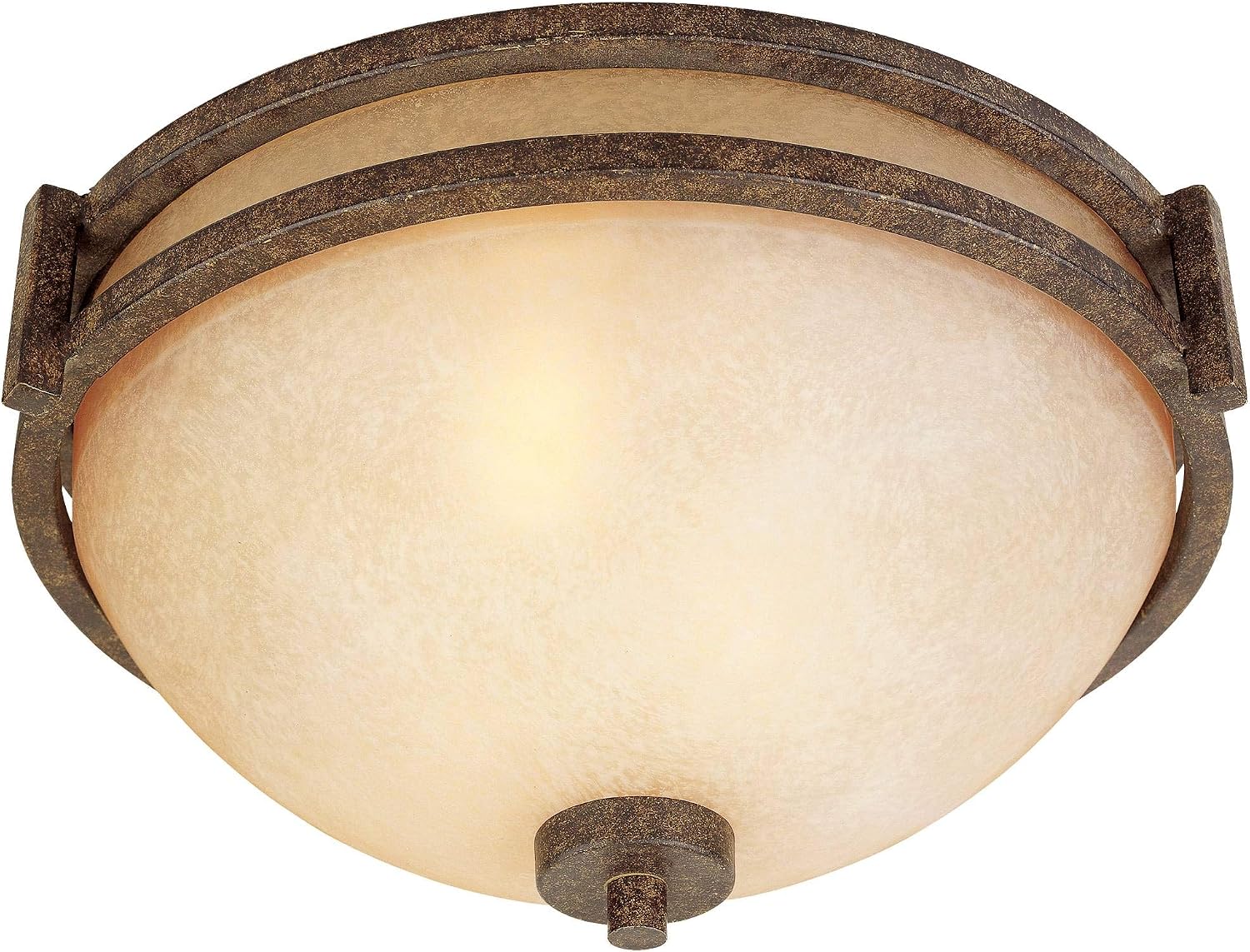 Franklin Iron Works Oak Valley Collection Mission Ceiling Light Flush Mount Fixture Rustic Bronze 15' Wide Cream Scavo Glass Bowl for Cottage Core Bedroom Kitchen Living Room Hallway Bathroom