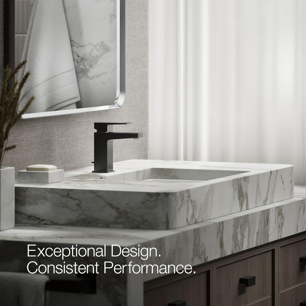 Kohler K-37889-4-BL Honesty® Single-Handle Bathroom Sink Faucet, Bathroom Faucets, 1.2 GPM, Matte Black