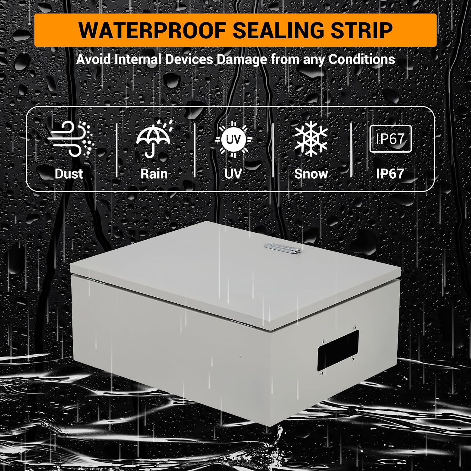 Outdoor Electric Meter Box 24 * 16 * 12inch, IP66 Waterproof Dustproof, NEMA 4X Enclosure Lockable Steel Junction Box with Mounting Plate and 2 Keys, Indoor & Outdoor Use