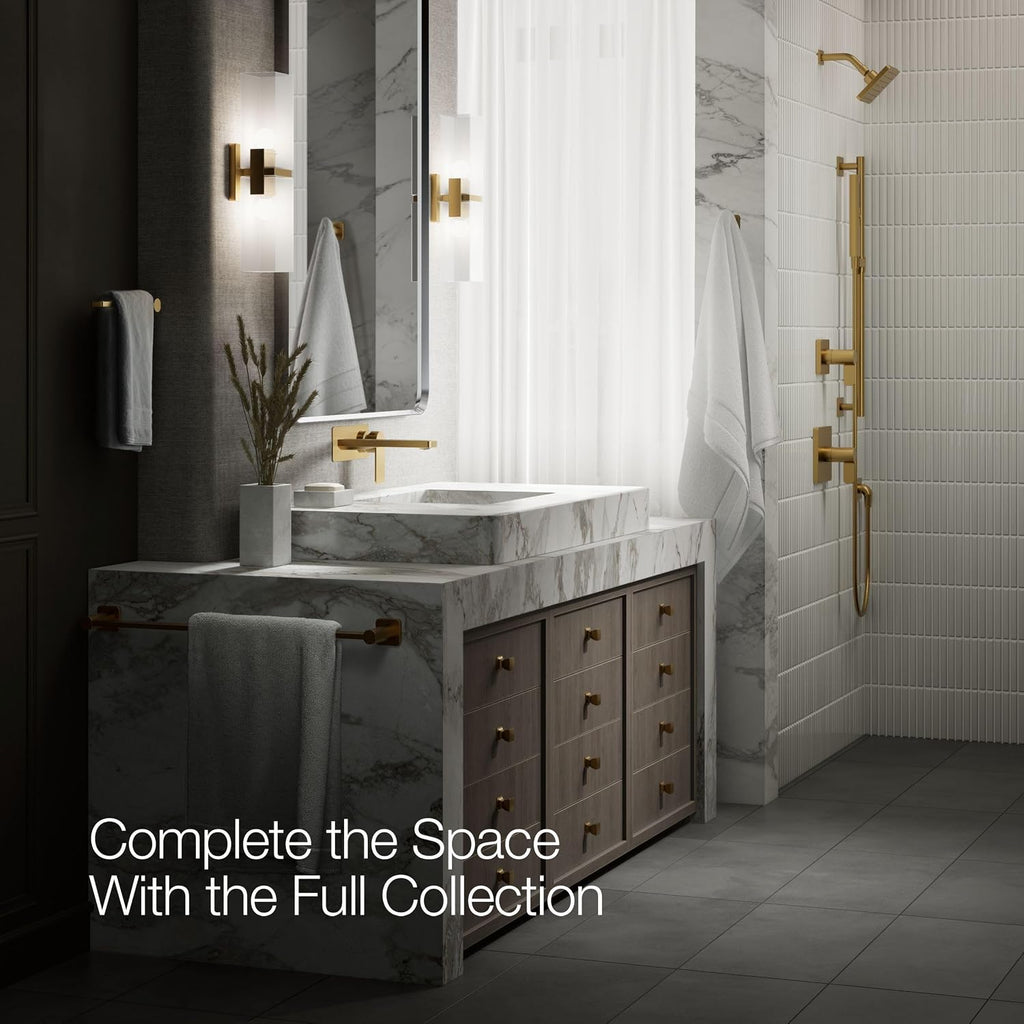 Kohler 22567-4-2MB Parallel® Wall-Mount Single-Handle Bathroom Sink Faucet, 1.2 gpm, Vibrant Brushed Moderne Brass