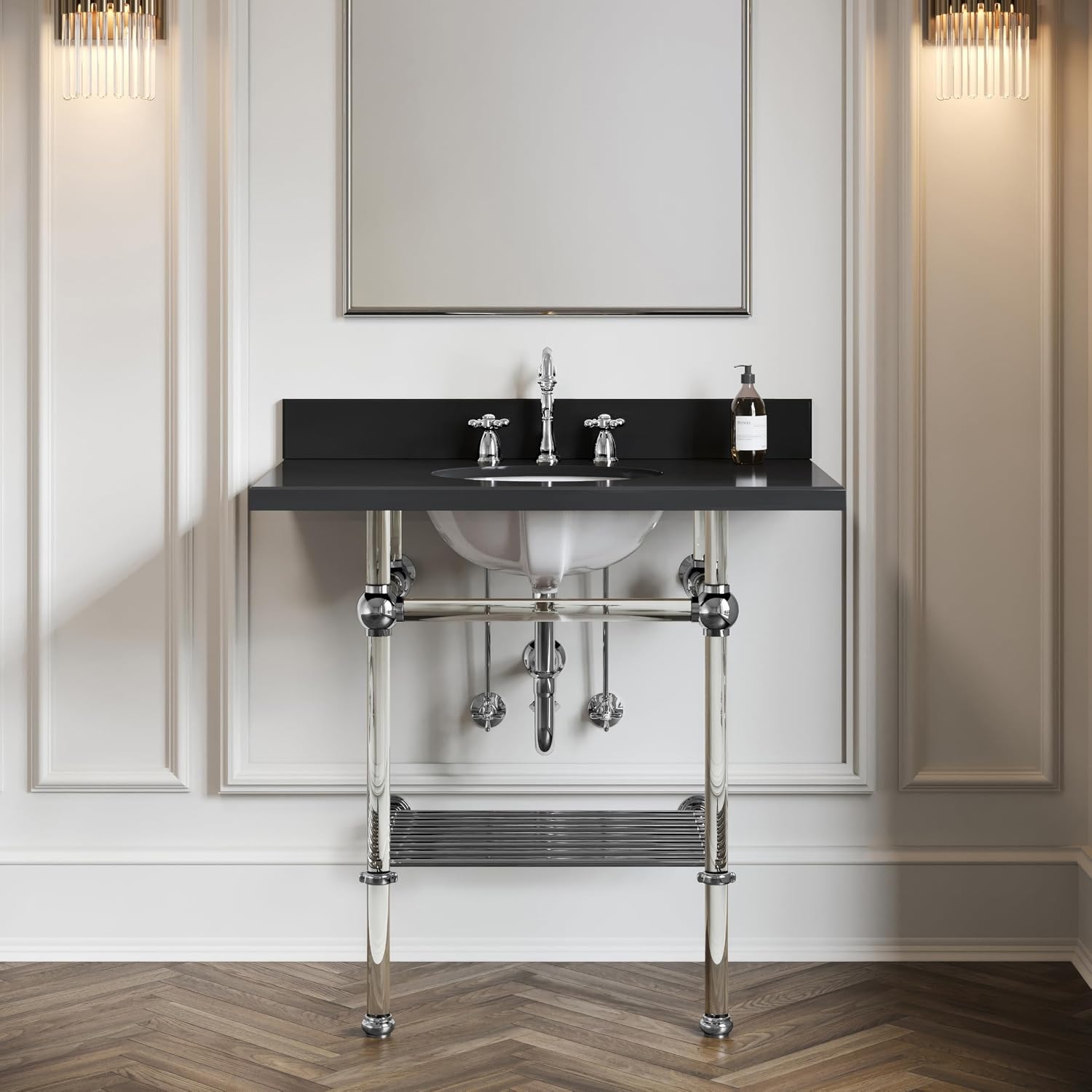 Kingston Brass KB1971AX Heritage Widespread Lavatory Faucet, Polished Chrome,8-Inch Adjustable Center