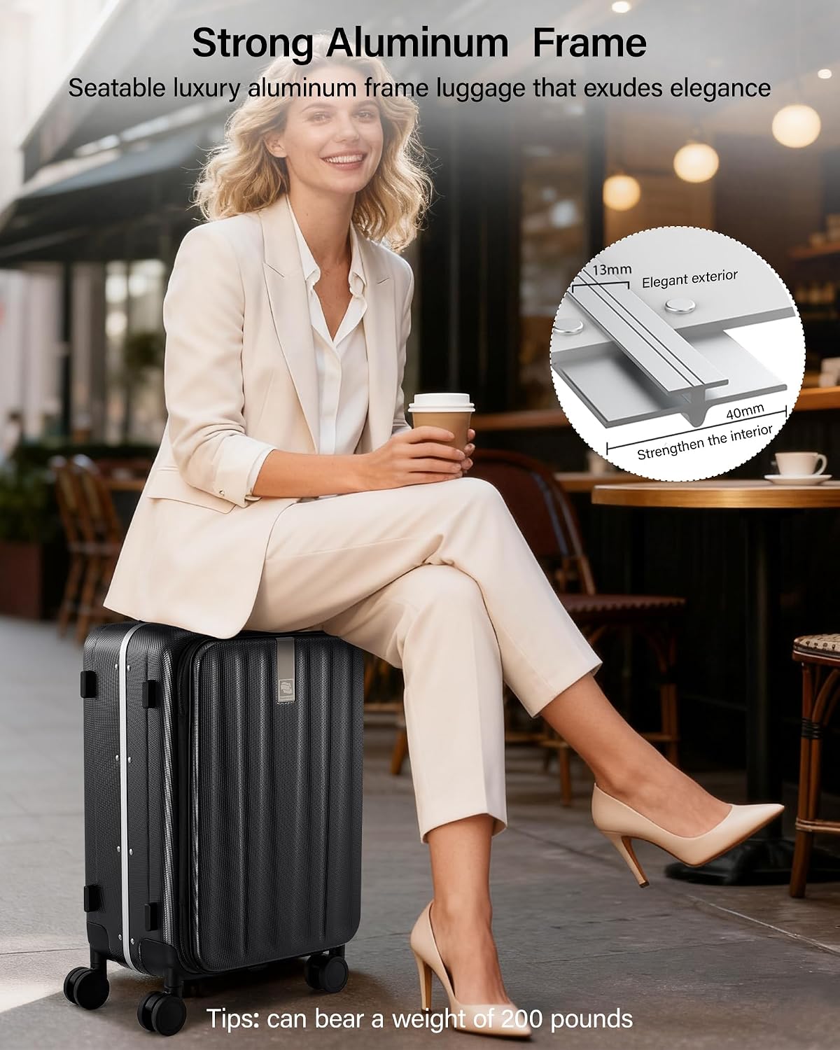 Hanke 26 Inch Large Checked Luggage PC Hard Shell Luggage Top Opening Travel Luggage Suitcases with Wheels for Woman Men.(Jet Black)