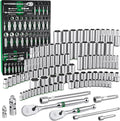 SK 1/4' & 3/8' Drive Socket Set with 90-Tooth Ratchet, 105-Piece, SAE & Metric, SuperKrome Finish, Premium CR-V Construction, with EVA Foam Tool Organizer