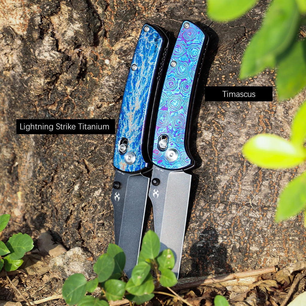 KANSEPT Elite Main Street Pocket Knife, 3.36'' Blackwash 20CV Sharp Tanto Blade, Timascus Handle with Axis Lock and Thumb Stud, Perfect Clip for EDC, Camping Survival Folding knives K1015M1