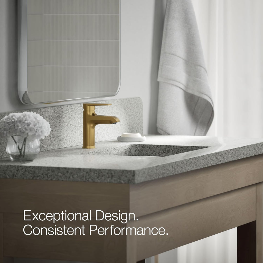 KOHLER K-37894-4-2MB Hint® Centerset Bathroom Sink Faucet, Bathroom Faucets for Sink 3-Hole, 1.2 GPM, Vibrant Brushed Moderne Brass
