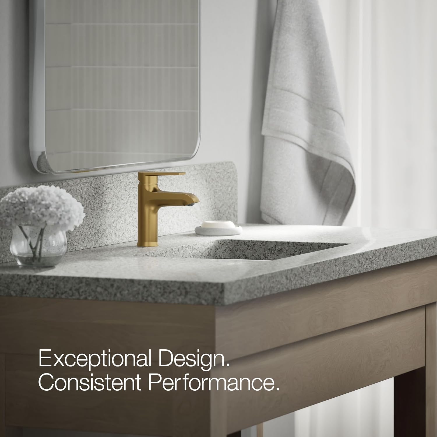 KOHLER K-37894-4-2MB Hint® Centerset Bathroom Sink Faucet, Bathroom Faucets for Sink 3-Hole, 1.2 GPM, Vibrant Brushed Moderne Brass