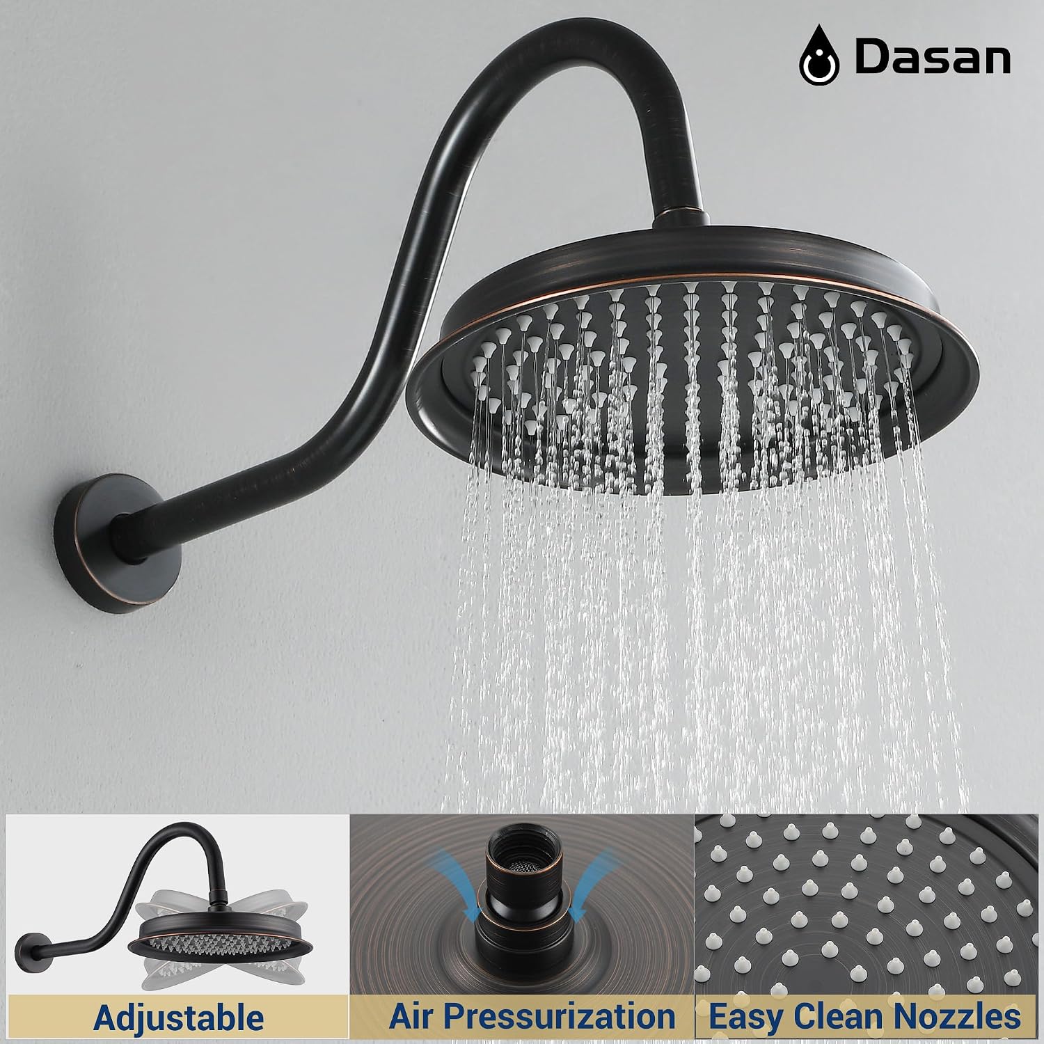 DASAN Oil Rubbed Bronze Shower System with Tub Spout, Tub and Shower Faucet Combo Set with Valve & Trim Kit Bathtub Shower Faucet Set Bathtub Shower System with Rainfall Shower & Handheld, AT309W-ORB
