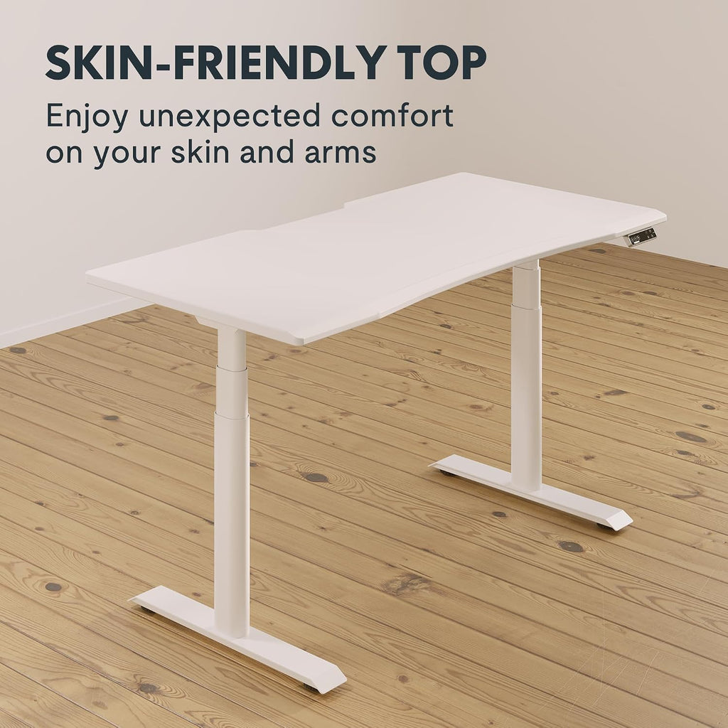 FLEXISPOT E6 Pro 48 x 30 Inch Electric Standing Desk, Dual Motor Height Adjustable Desk with 3-Stage Oval Legs, One-Piece Desktop with Ergonomic Curved Edge, Modern Minimalist Home Office Desk
