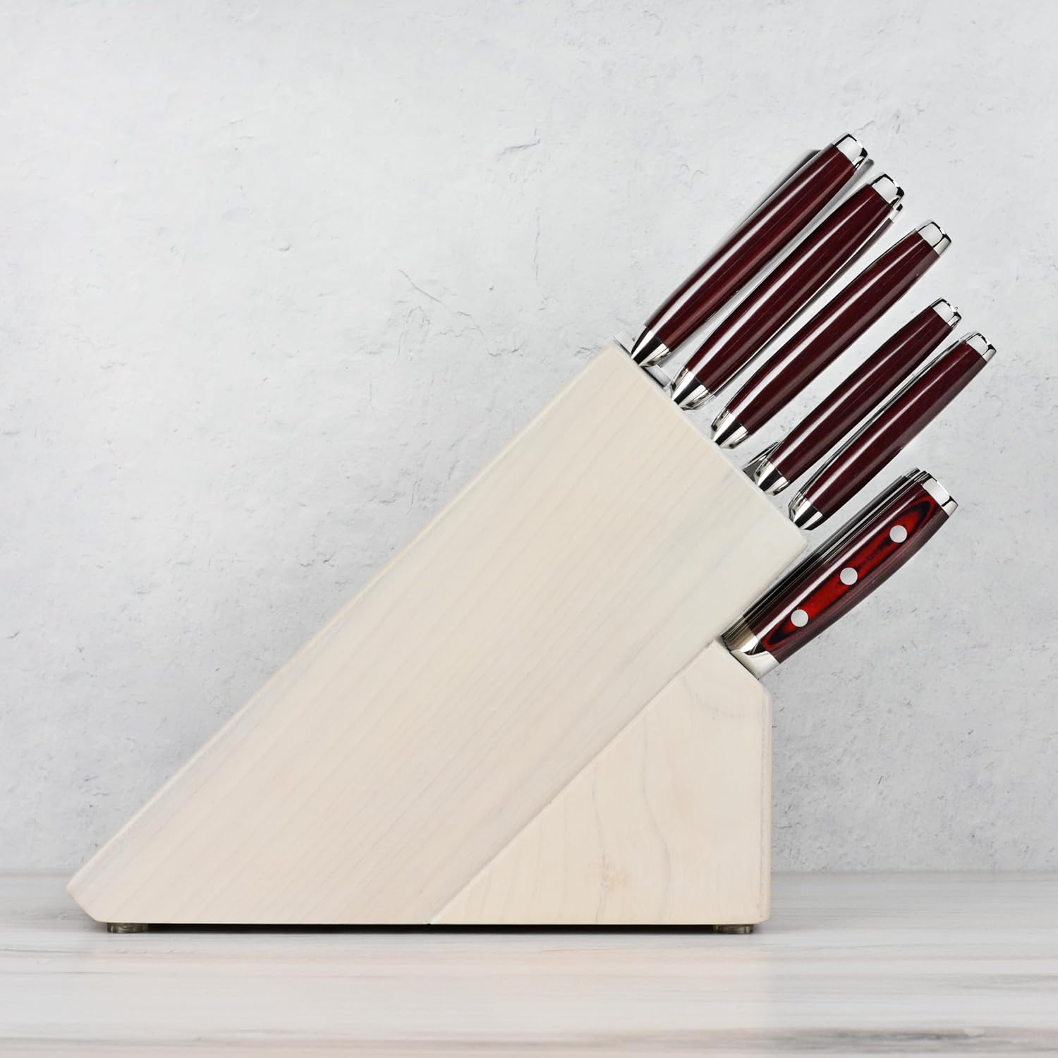 Yaxell Super Gou 16 Piece Knife Set - Made in Japan - 161 Layers SG2 Stainless Damascus, Gray Ash Block