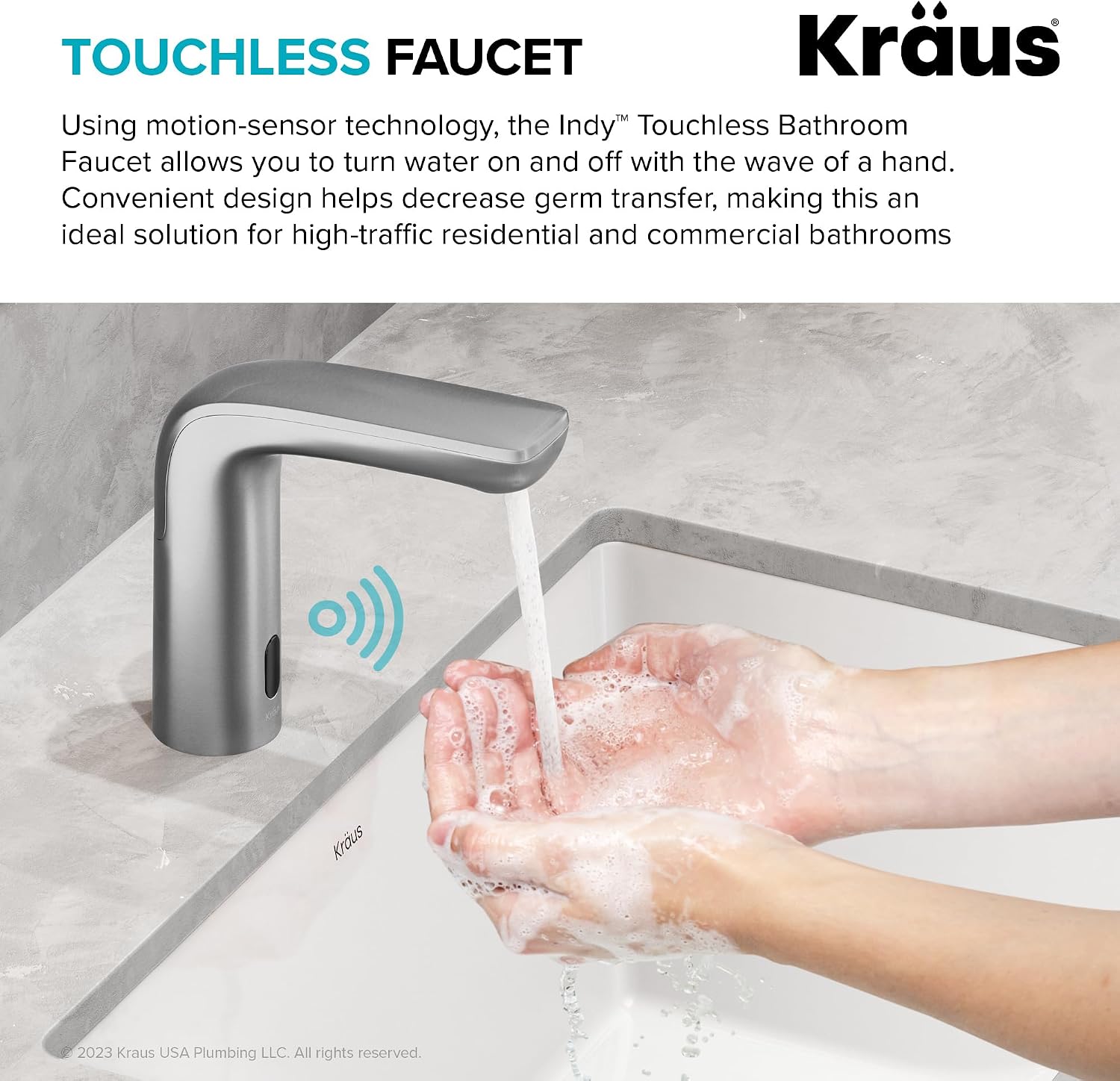 KRAUS Indy Touchless Sensor Bathroom Faucet with Control Box and Temperature Mixer in Spot Free Stainless Steel, KSB-10001SFS