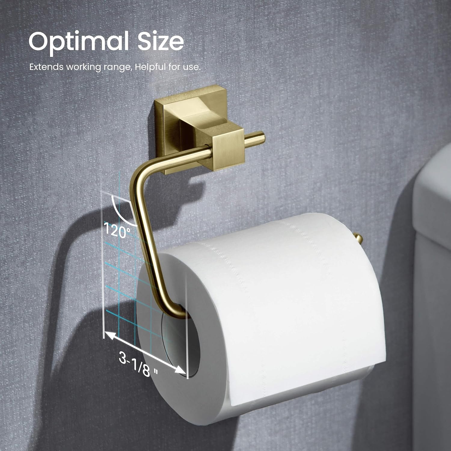 KIBI Cube Bathroom Hardware Set 5 Piece Bathroom Accessories Set | Towel Bar (24'), Towel Ring, Toilet Paper Holder, Robe Hooks (Brushed Gold) (C-KBA15-5-2)