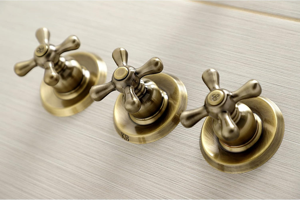 Kingston Brass KB233AXAB Victorian Triple-Handle Tub and Shower Faucet in Antique Brass