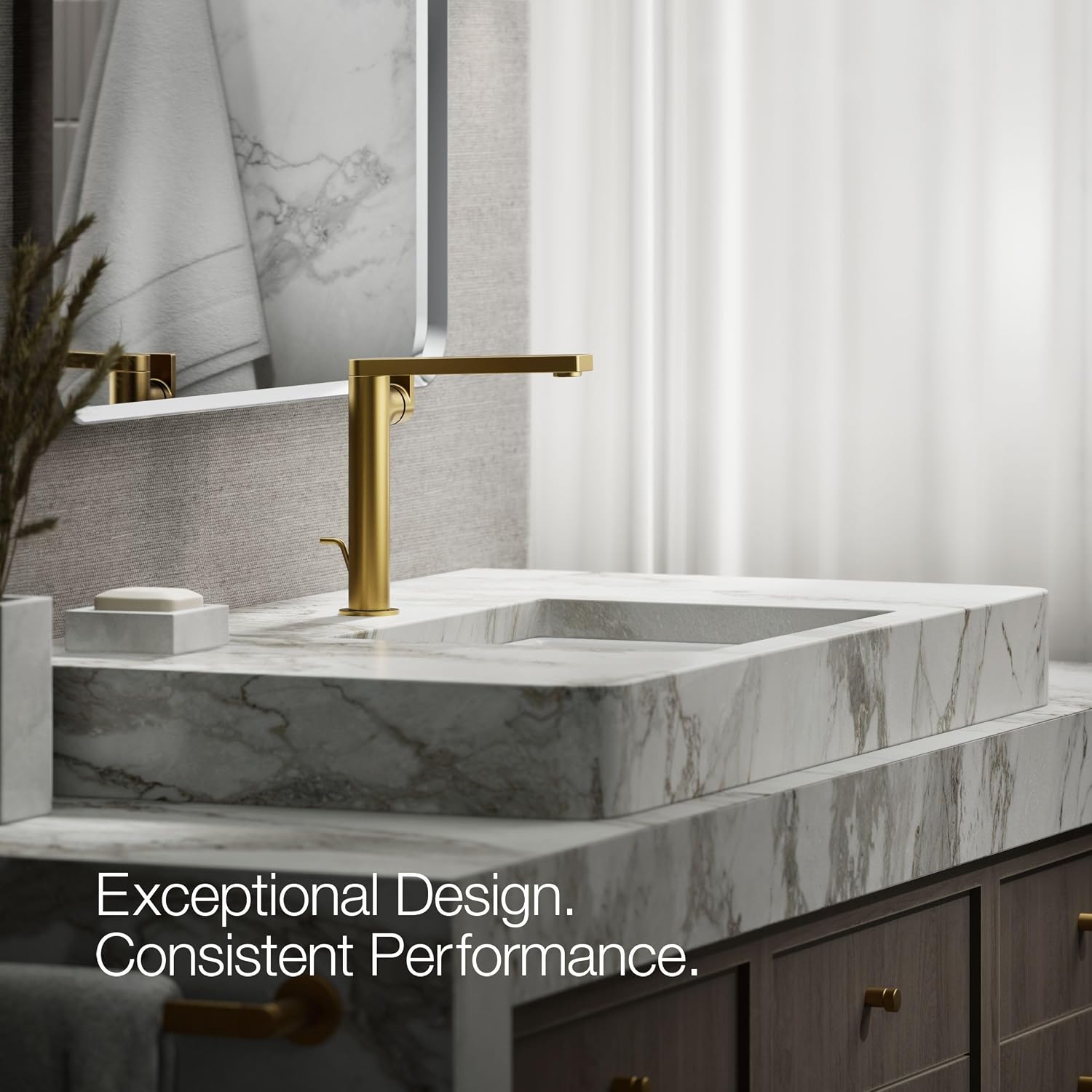 Kohler 73168-4-2MB Composed® Tall single-handle bathroom sink faucet with Lever handle, 1.2 gpm, Vibrant Brushed Moderne Brass