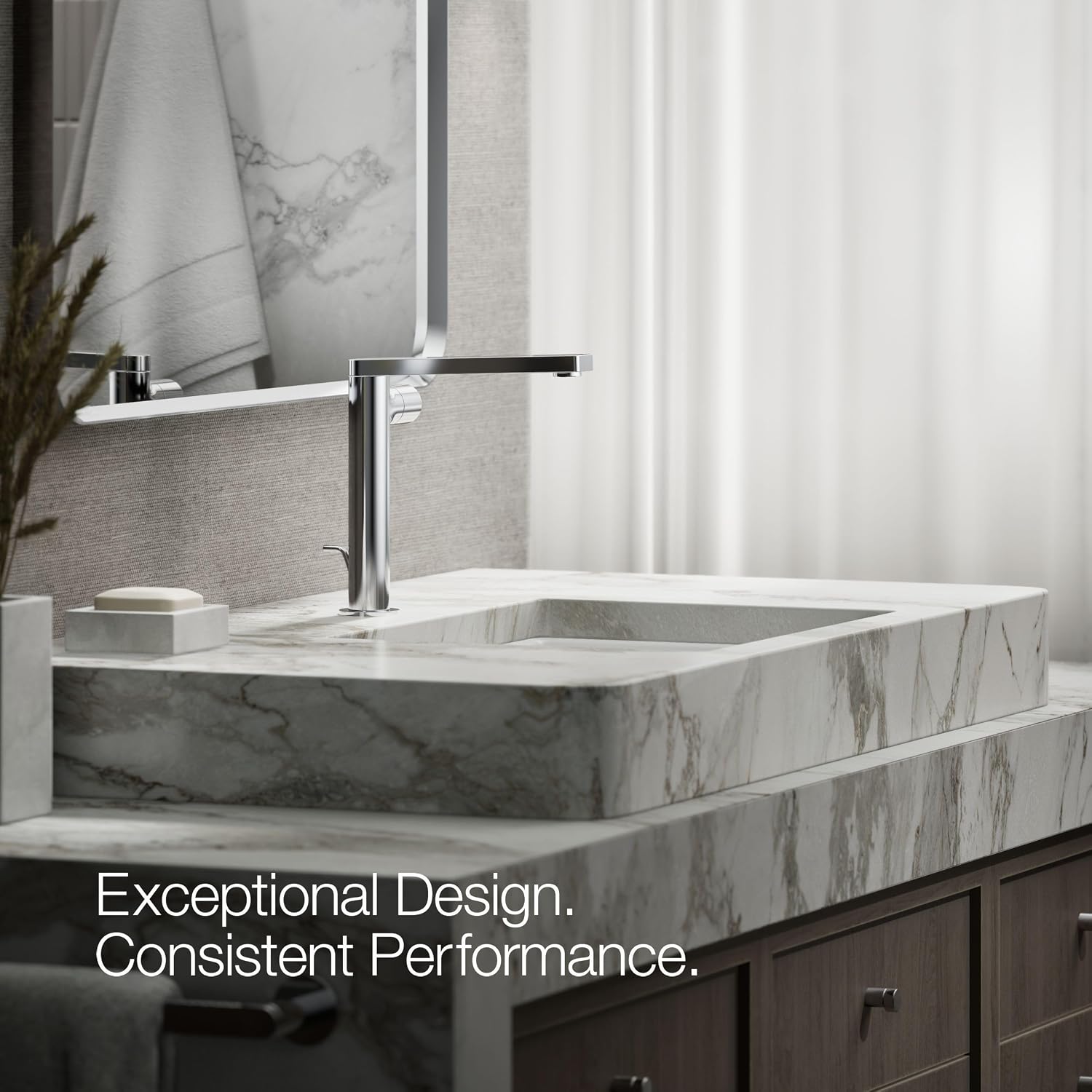 Kohler 73159-7-CP Composed® Tall single-handle bathroom sink faucet with Cylindrical handle, 1.2 gpm, Polished Chrome