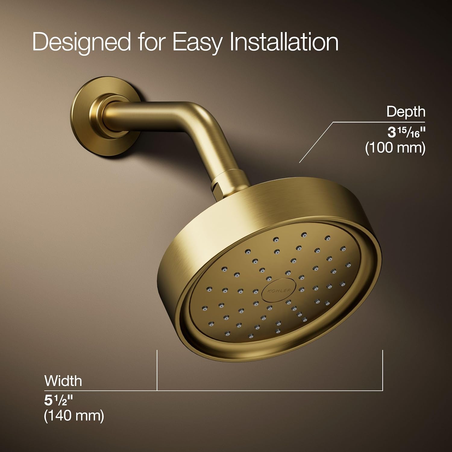 Kohler 965-AK-2MB Purist® Single-function showerhead, 2.5 gpm, Vibrant Brushed Moderne Brass