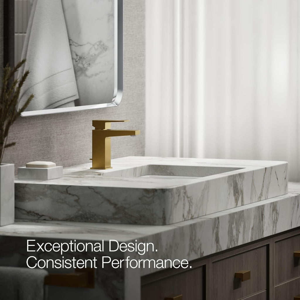Kohler K-37889-4-2MB Honesty® Single-Handle Bathroom Sink Faucet, Bathroom Faucets, 1.2 GPM, Vibrant Brushed Moderne Brass