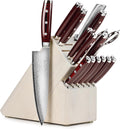 Yaxell Super Gou 16 Piece Knife Set - Made in Japan - 161 Layers SG2 Stainless Damascus, Gray Ash Block