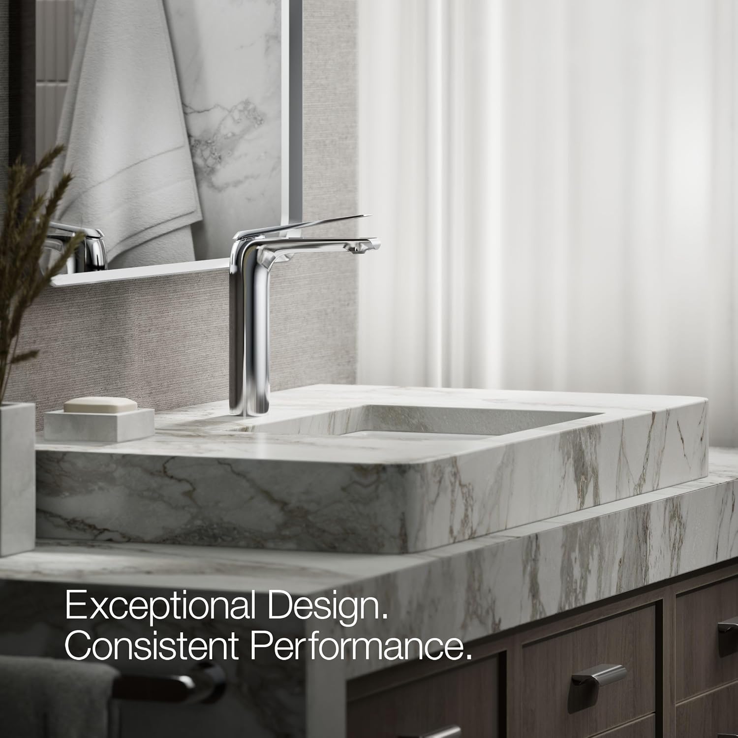 Kohler 97347-4-CP Avid® Tall Single-Handle Bathroom Sink Faucet, 1.2 gpm, Polished Chrome