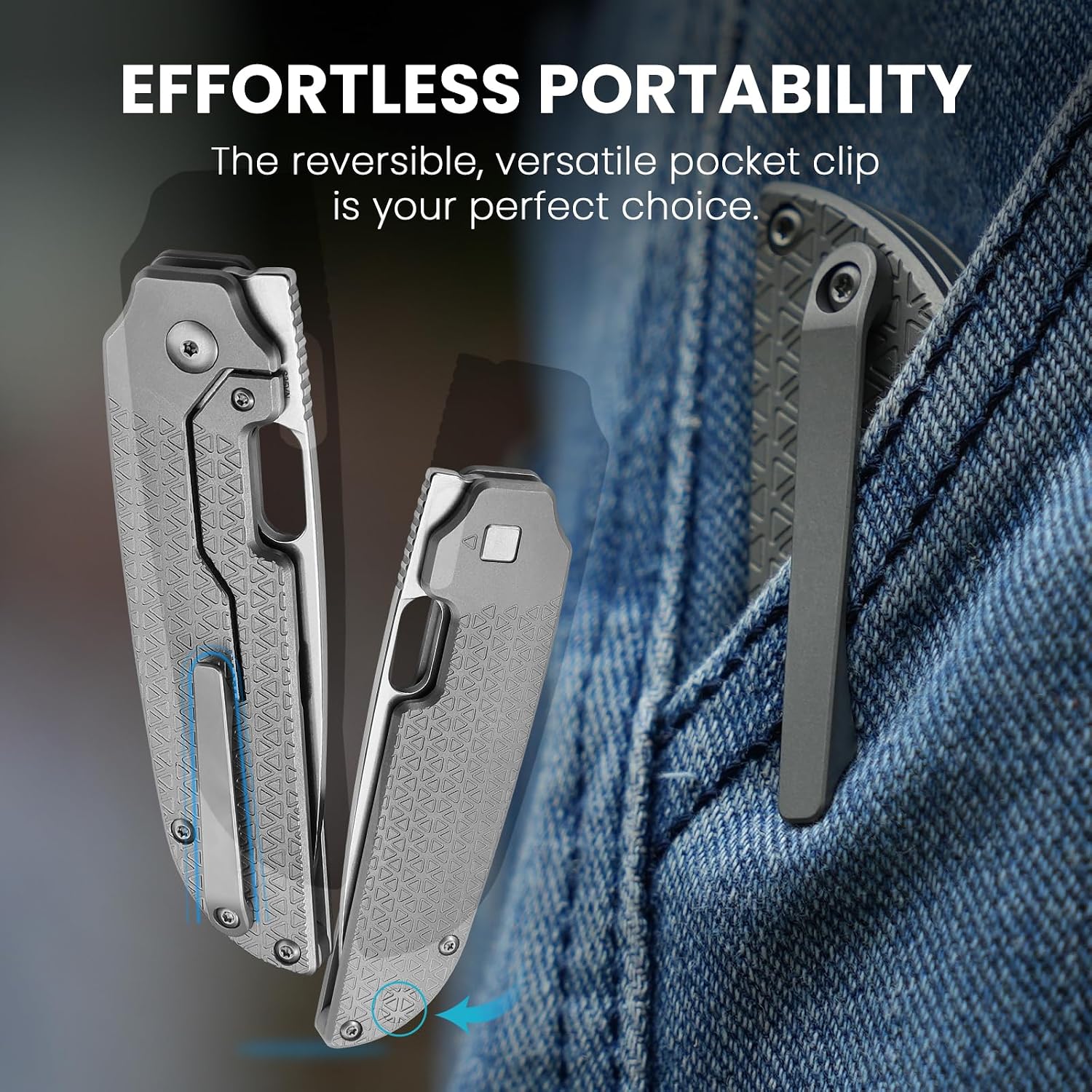 Kizer Varatas Pocket Knife, 3.27 Inches S35VN Blade Folding EDC Knife with Titanium Handle, Thumb Hole Opener Folding Hunting Knives Ki3637A1