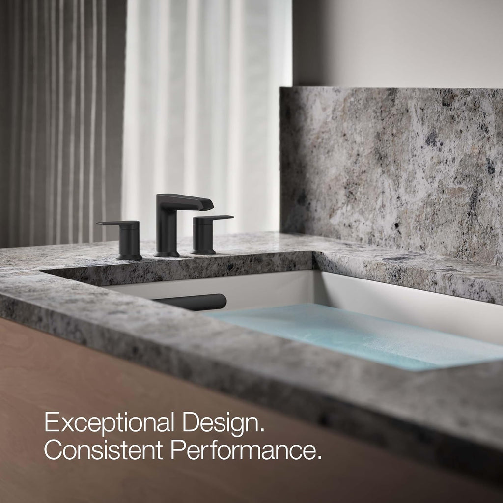KOHLER K-T25740-4-BL Hint Two-Handle Deck-Mount Bath Faucet Trim, 10.0 GPM, Minimalist Design, Corrosion Resistant, Matte Black