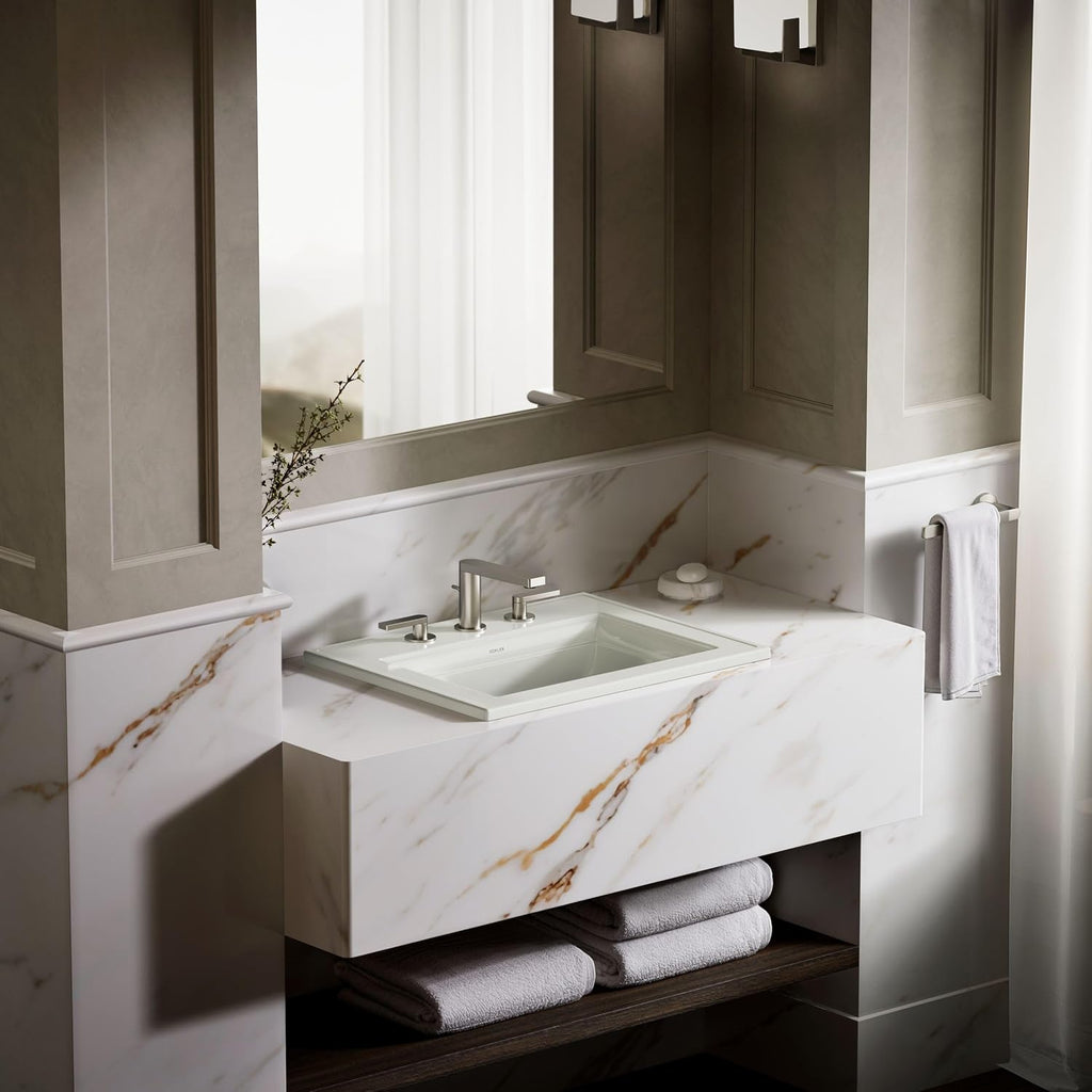 Kohler 2337-8-96 Memoirs® Stately 22-3/4' rectangular drop-in bathroom sink, Biscuit