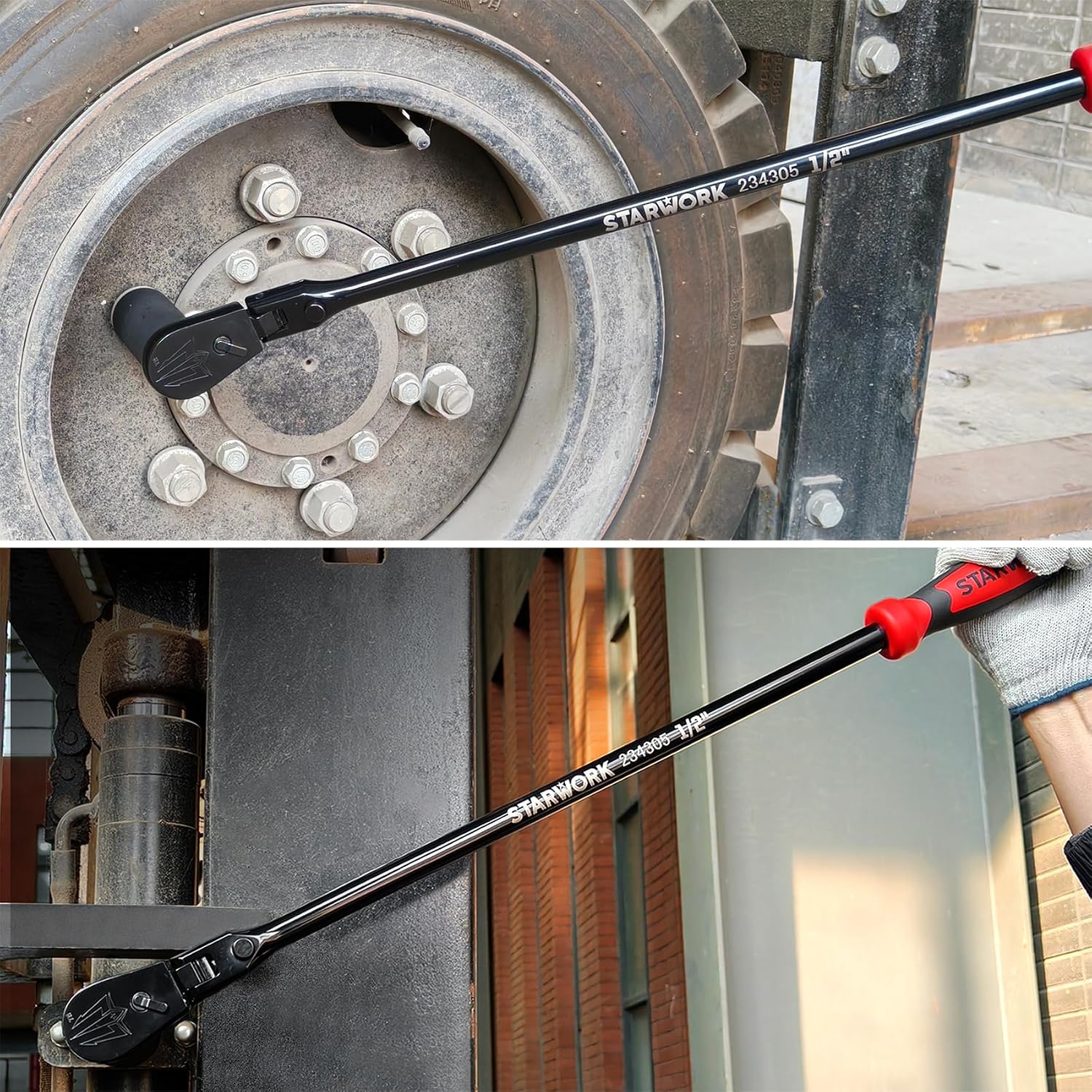 STARWORK TRUE MECHANIC™ 1/2' Drive 90 Tooth Dust-Proof Black Chrome Locking Flex Ratchet, 27-3/8' Length