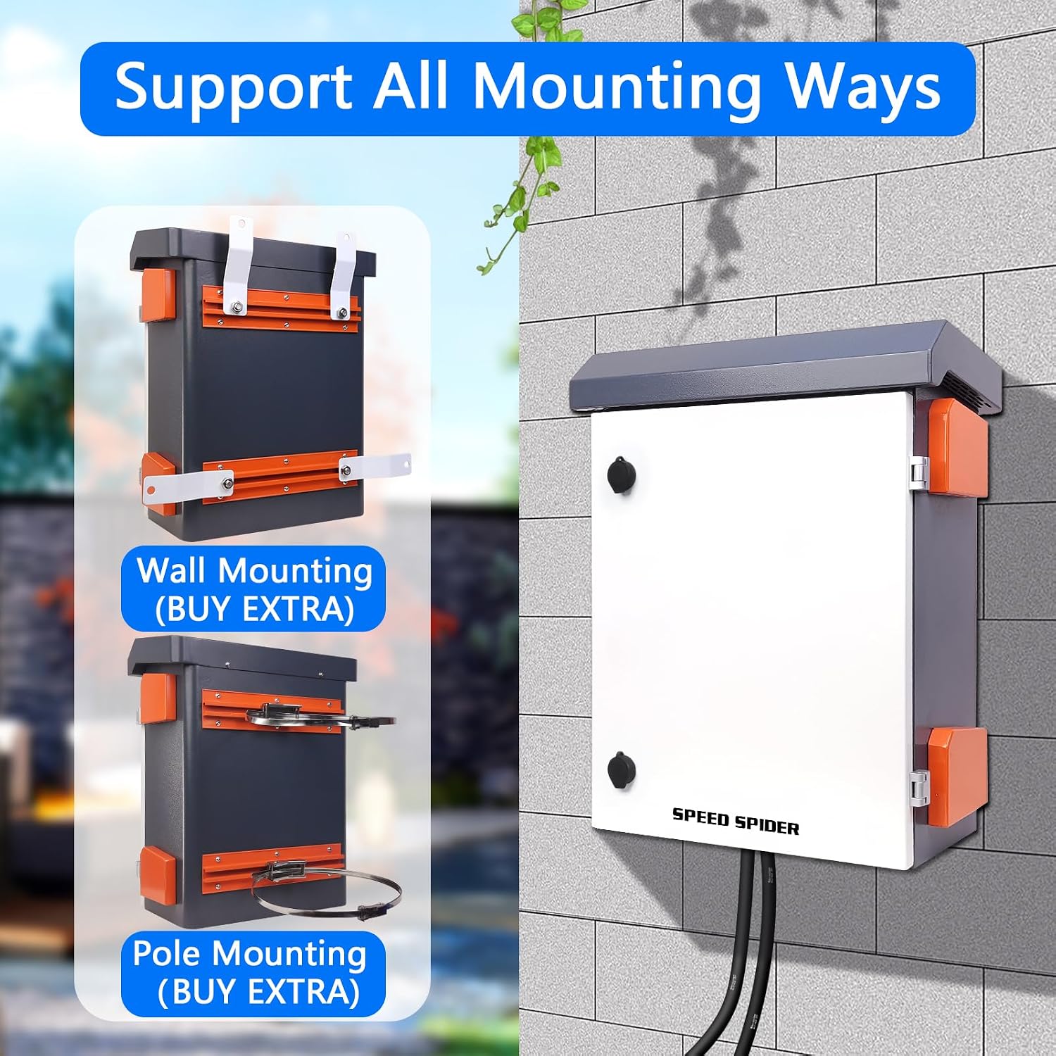 Outdoor Electrical Box Nema Enclosure - 19.7*23.6*11.8' Universal IP Weatherproof Equipment Box,Galvanized Plate Electrical Enclosure,with Removable Mounting Plate and Muffin Fan Vent(50 * 60 * 30cm)
