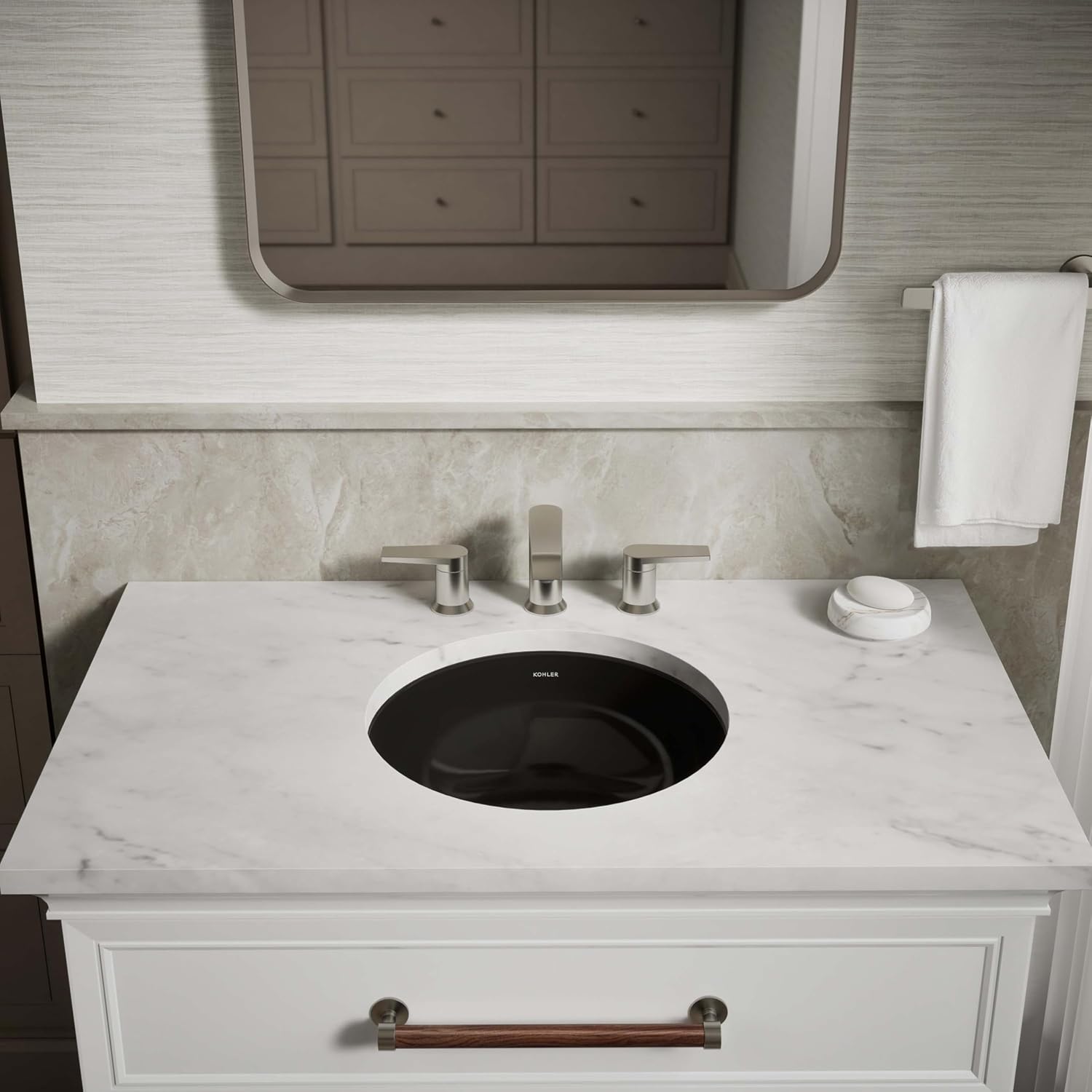 KOHLER K-29000-7 Caxton Undercounter Bathroom Sink, Round, Black Black