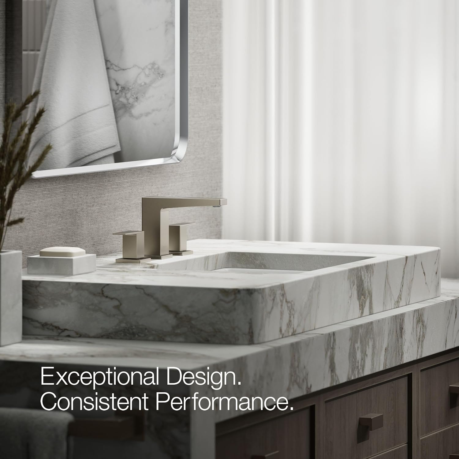Kohler 23255-4-BN Honesty® Widespread Bathroom Sink Faucet, 1.2 gpm, Vibrant Brushed Nickel