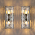 2 Light Modern Concise E12 Base Polyhedral Crystal Shade 2 Pack Wall Sconce Light Fixtures,Brushed Nickel Finish for Bathroom,Bedroom Living Room Bedside