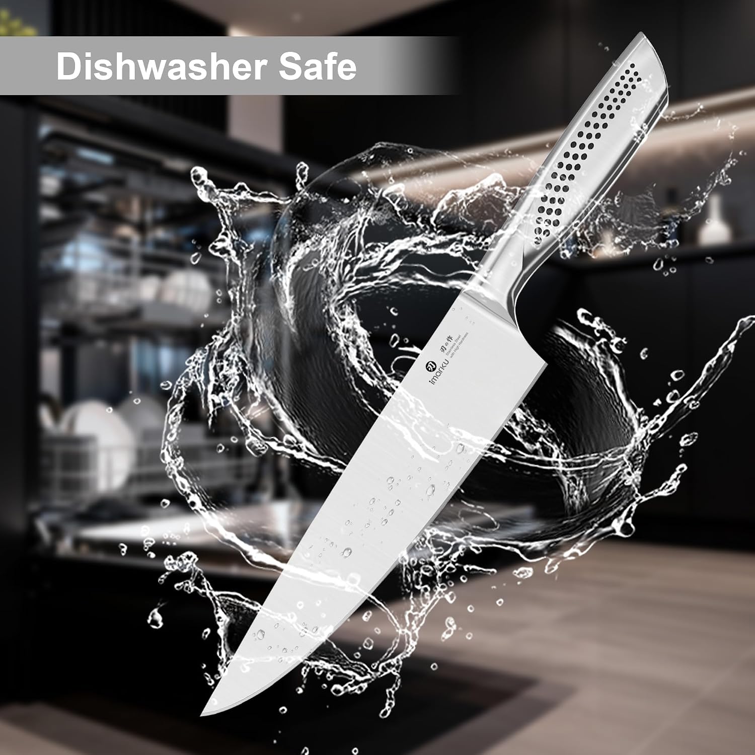 imarku 15-Piece Knife Set with Block, Sharp High Carbon Steel Knives, Built-in Sharpener for Easy Polishing, Ergonomic Non-Slip Comfort Grip, Dishwasher Safe, Durable Practical Tools Ideal for Cooks