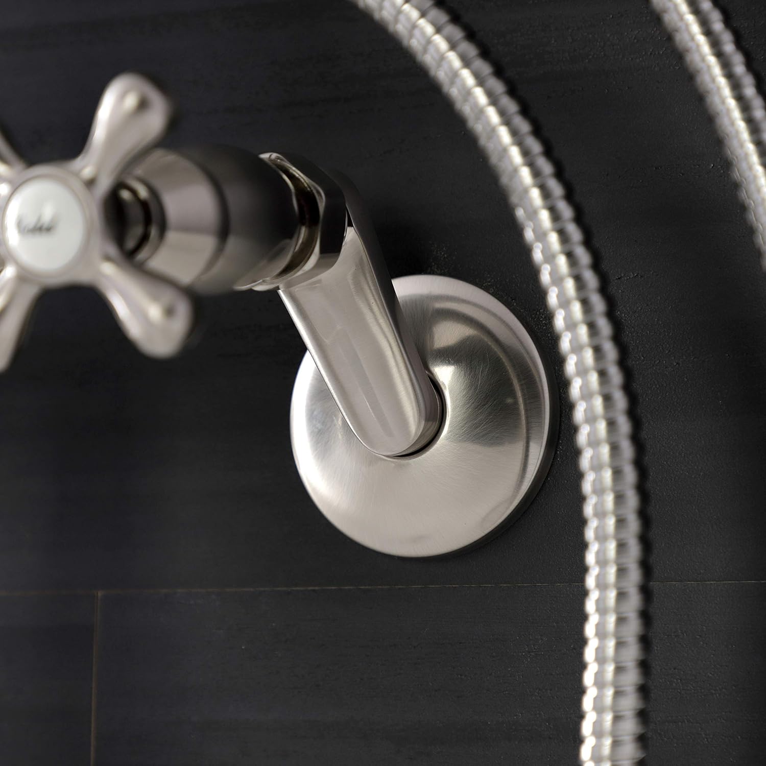 Kingston Brass KS226SN Kingston Wall Mount Tub Faucet with Hand Shower, Brushed Nickel