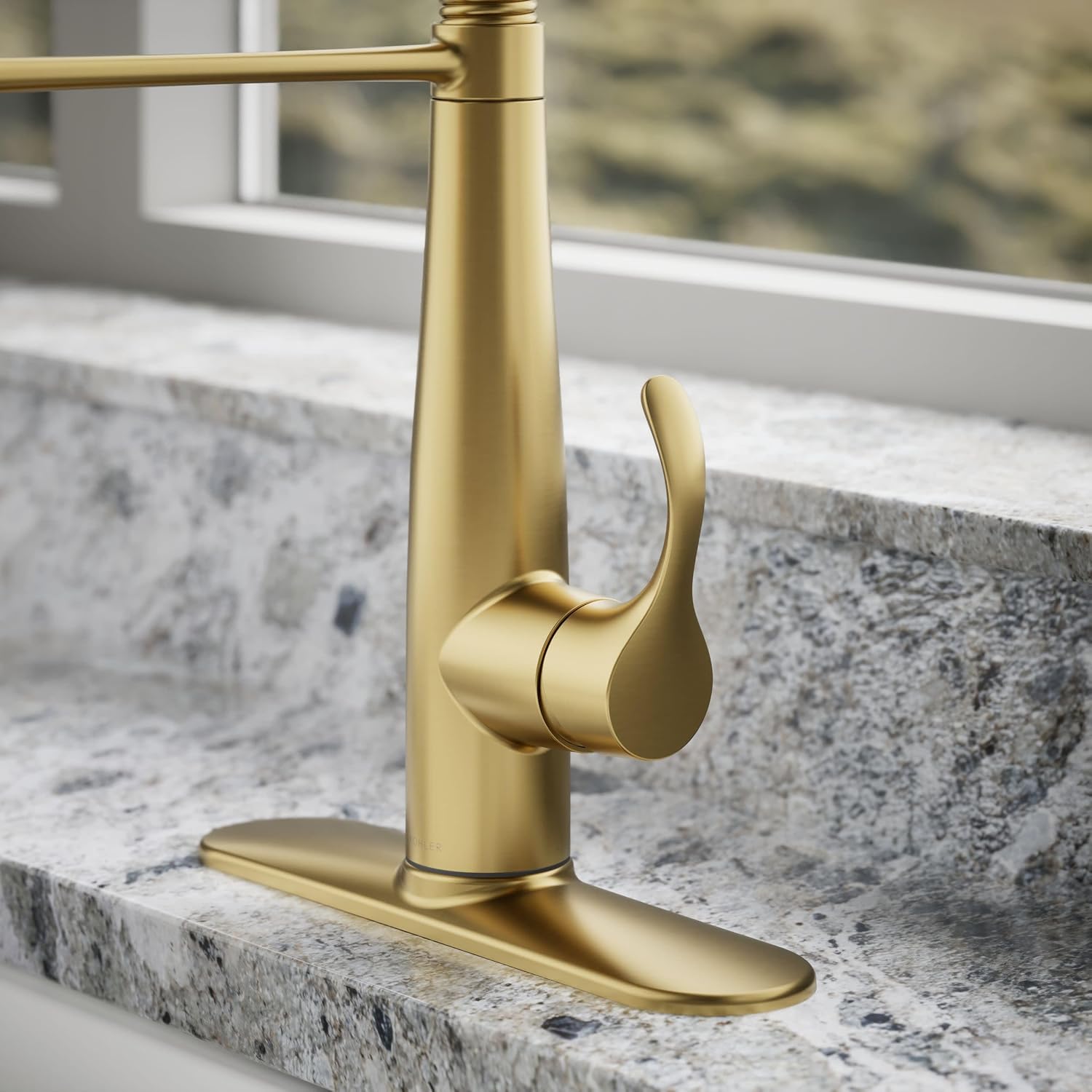 KOHLER 22033-2MB Simplice Kitchen Sink Faucet, Three Function Sprayhead, Vibrant Brushed Moderne Brass