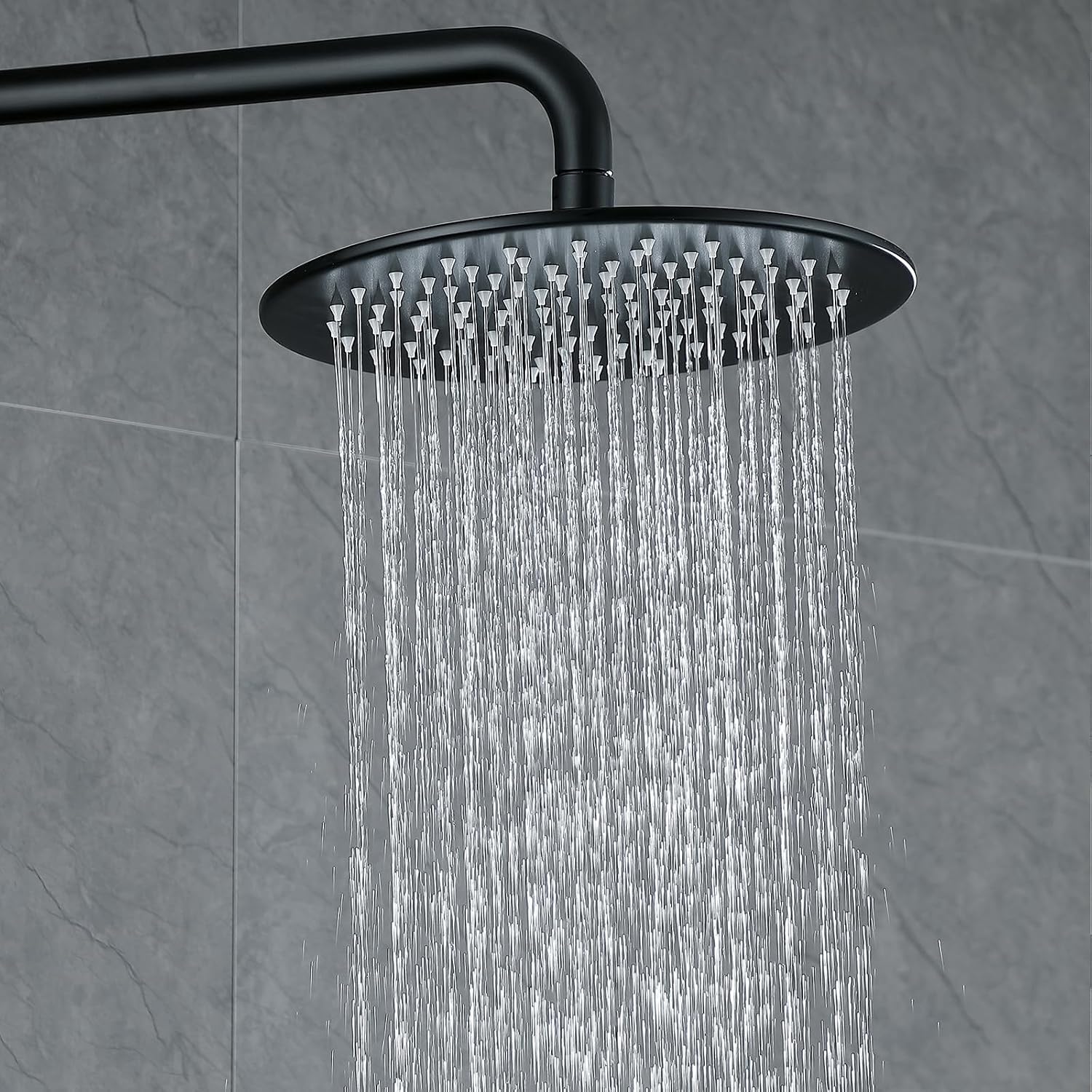 RBROHANT Exposed Shower System with Tub Spout, Matte Black Exposed Pipe Shower Faucet with 3 Functions Brass Shower Valve, Shower Height Adjustable, Wall Mounted
