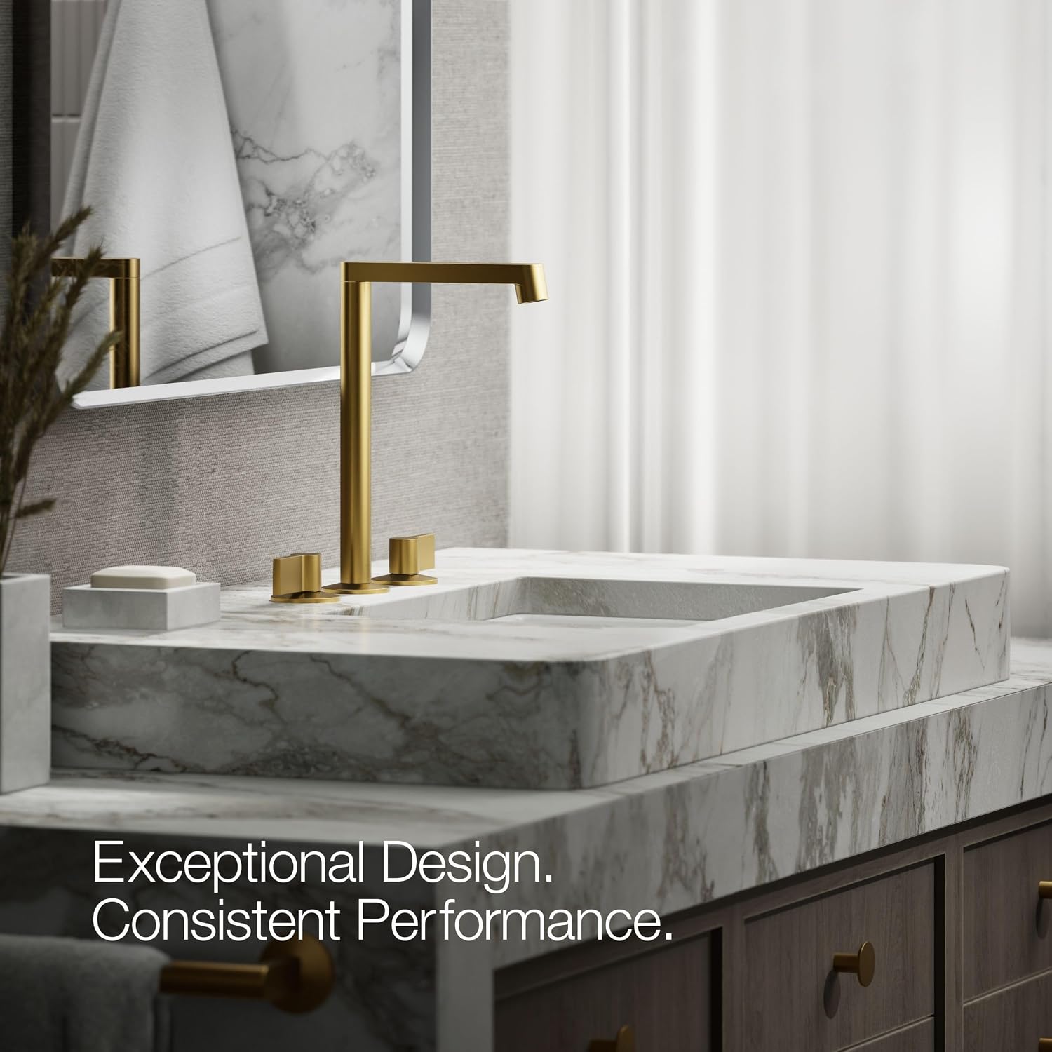 Kohler 23887-2MB Components® Bathroom Sink Faucet spout with Row Design, 1.2 gpm, Vibrant Brushed Moderne Brass